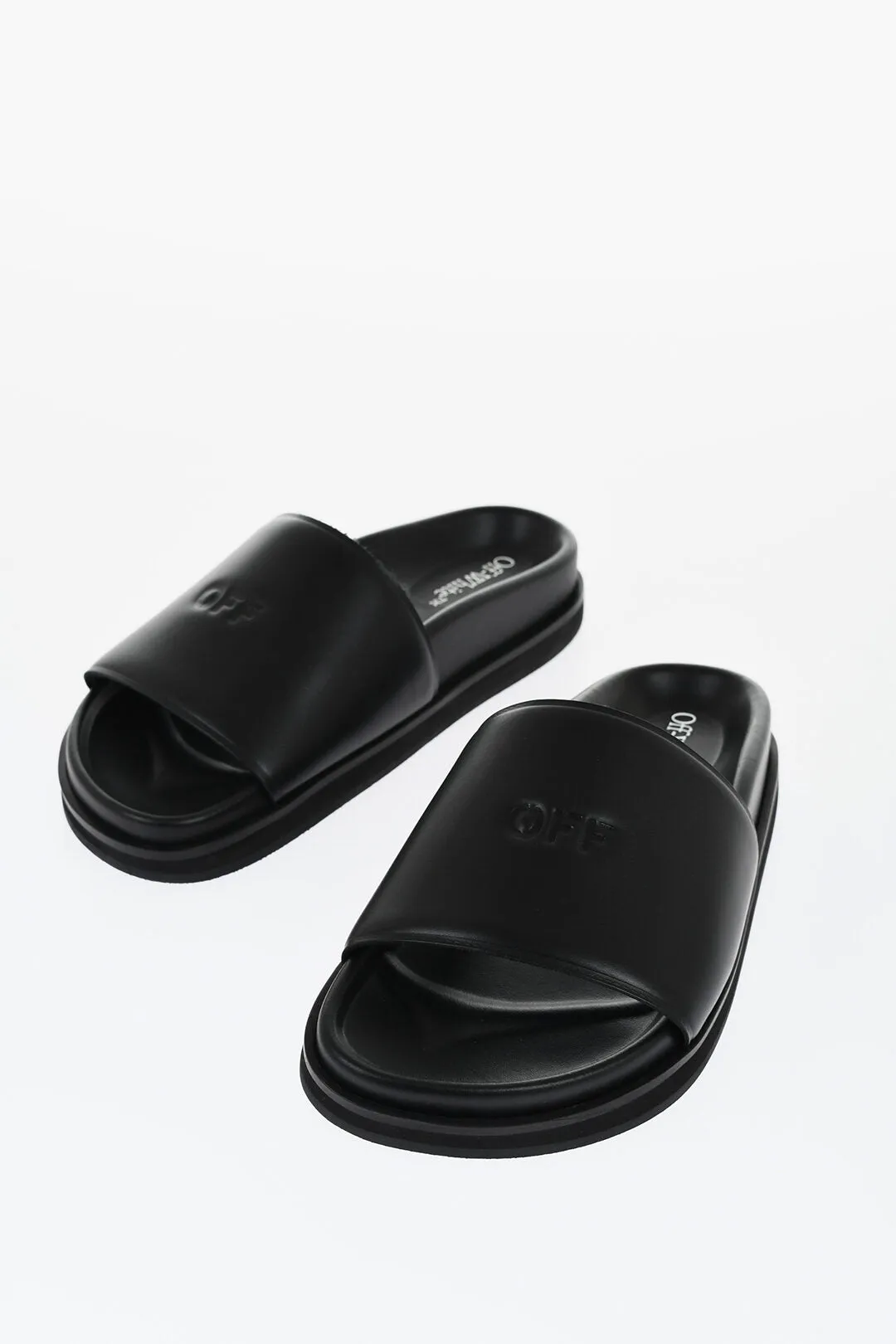 Off-White Leather Cloud Off Stamp Slides