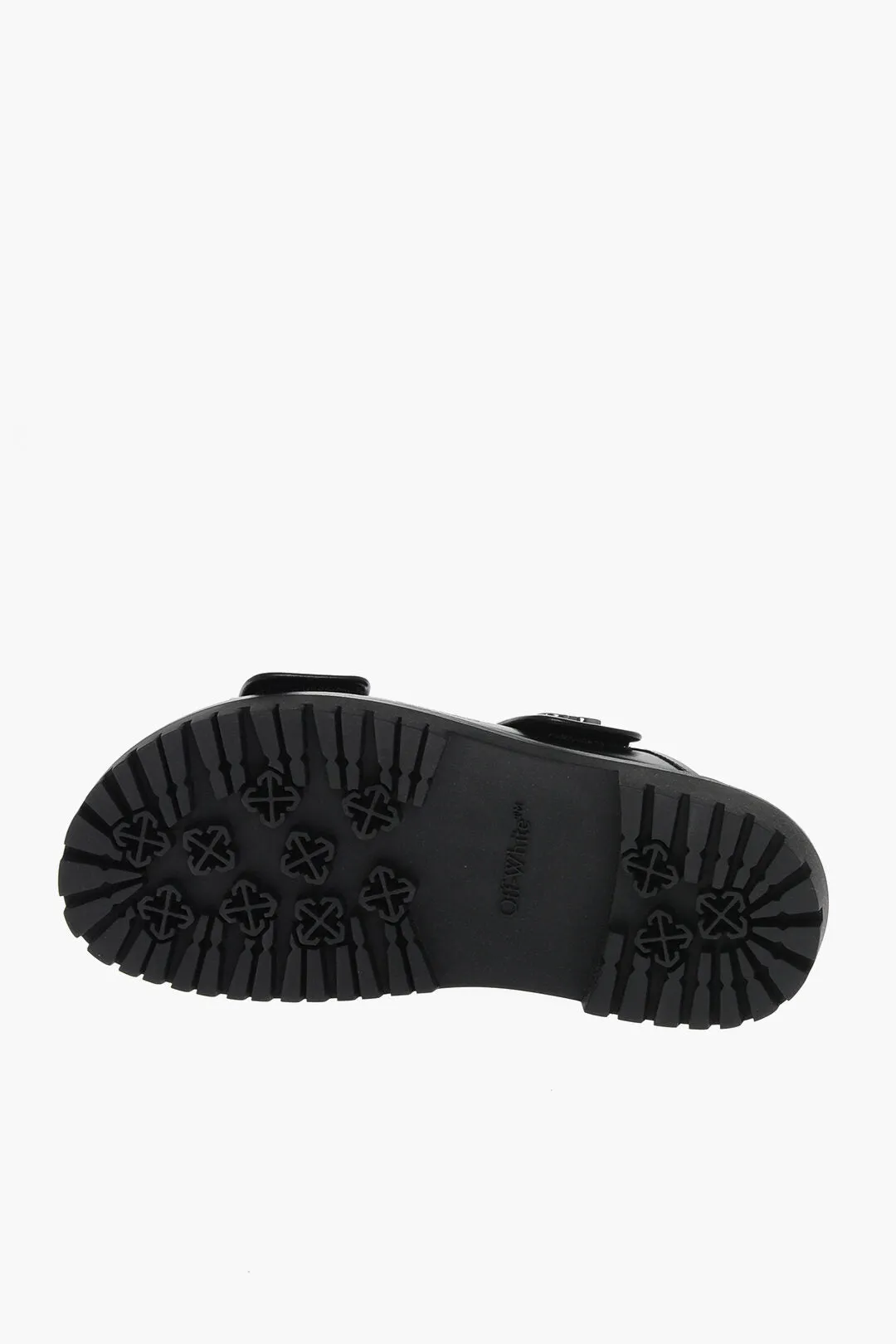 Off-White Leather Sandals With Silver Metal Arrow