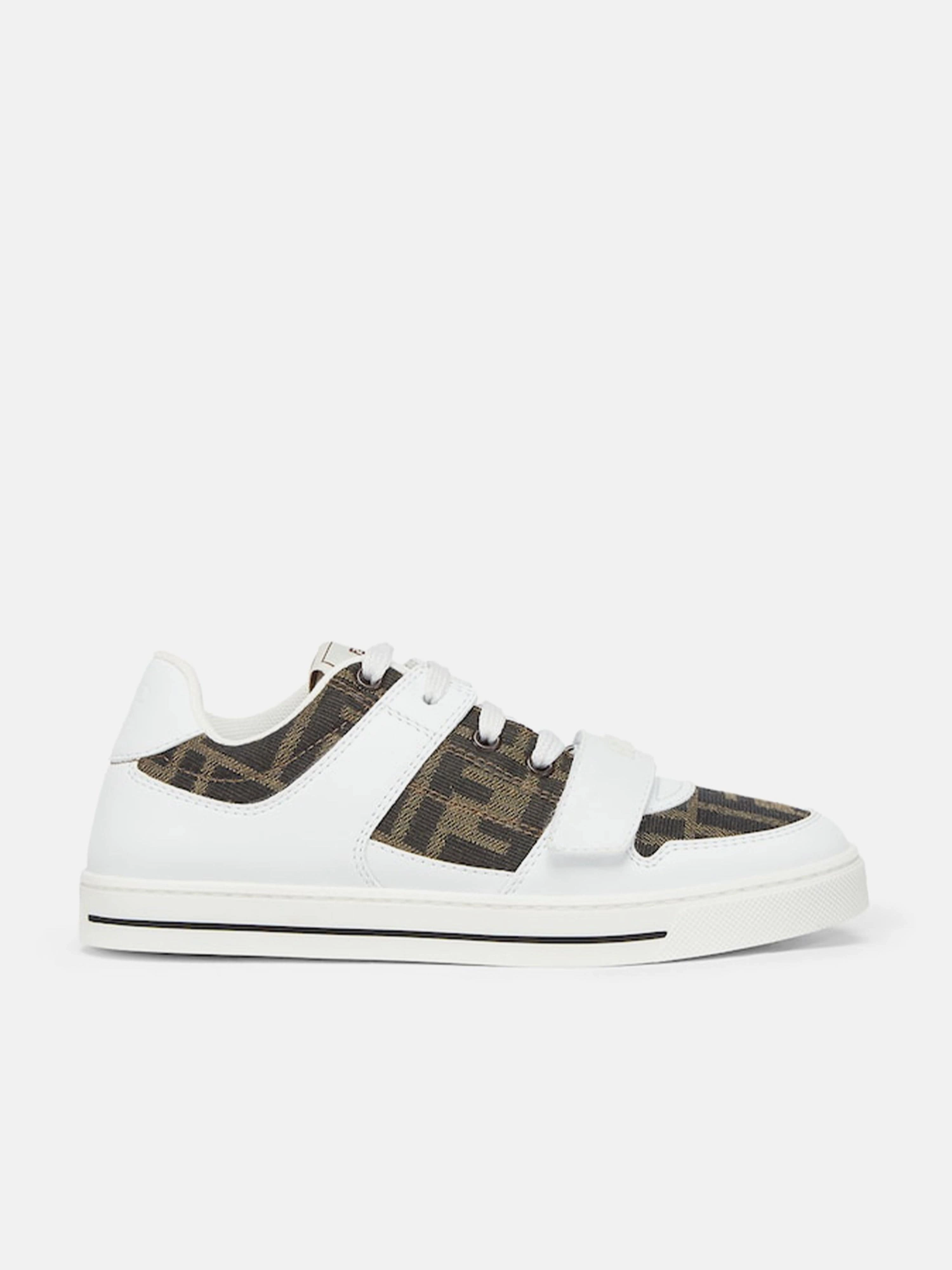 Now Trending, Multi-Purpose Use Points Exchange Reward Kids Leather Jacquard Logo Trainers in White Performance-boosting deal