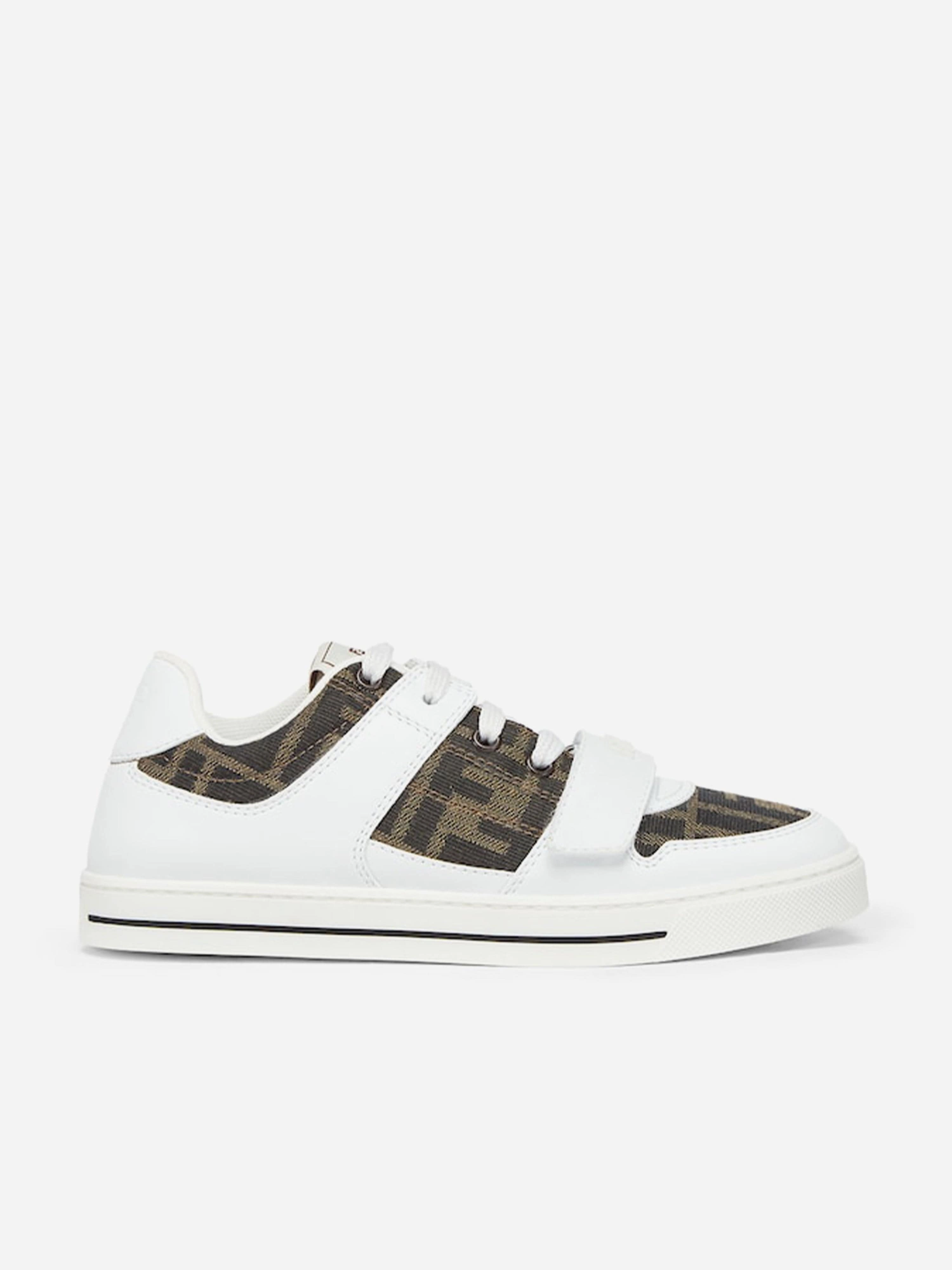 Canvas Off-season discount Kids Leather Jacquard Logo Trainers in White High-End