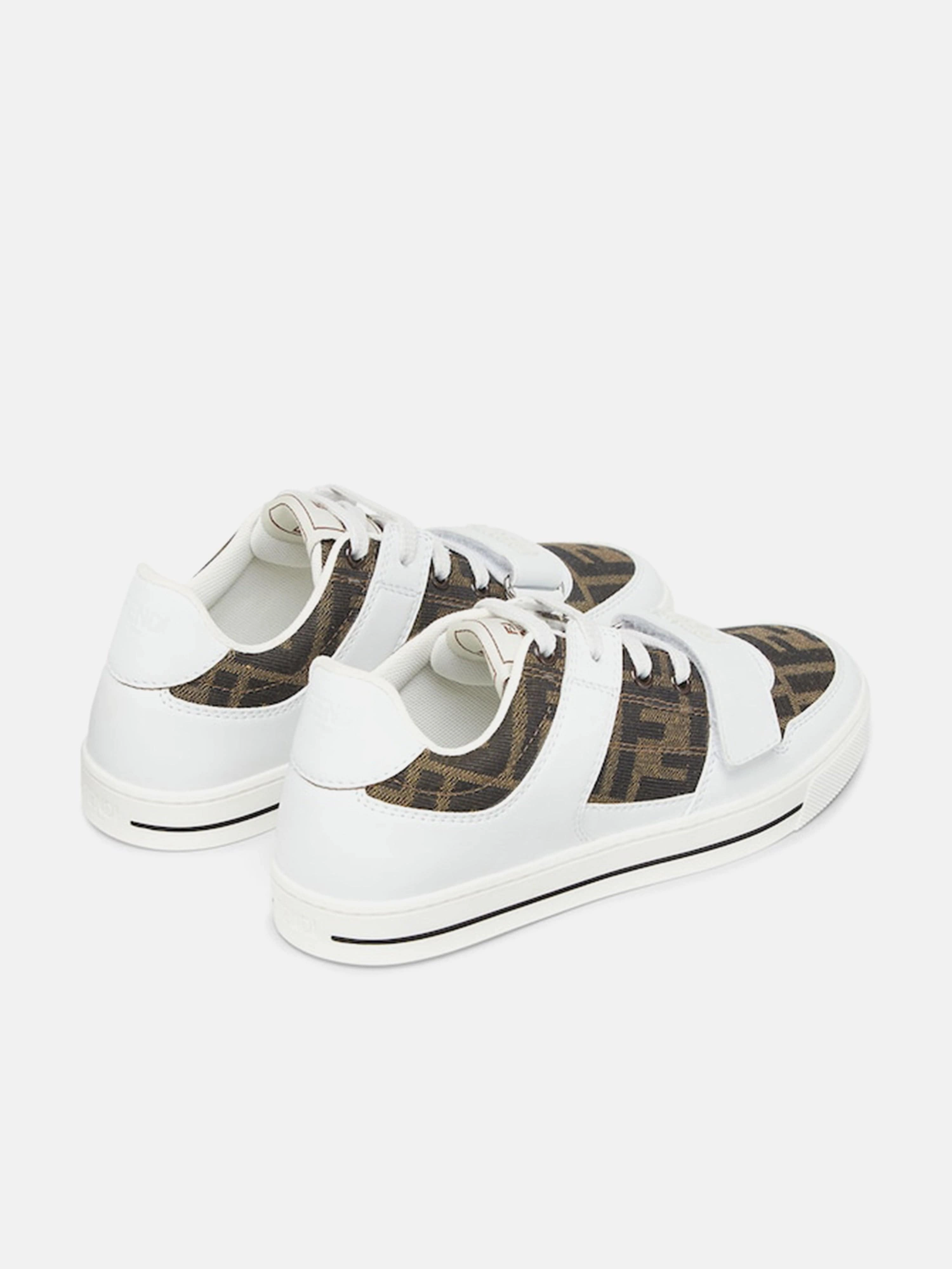 Lightweight Kids Leather Jacquard Logo Trainers in White Classic Leather Briefcase