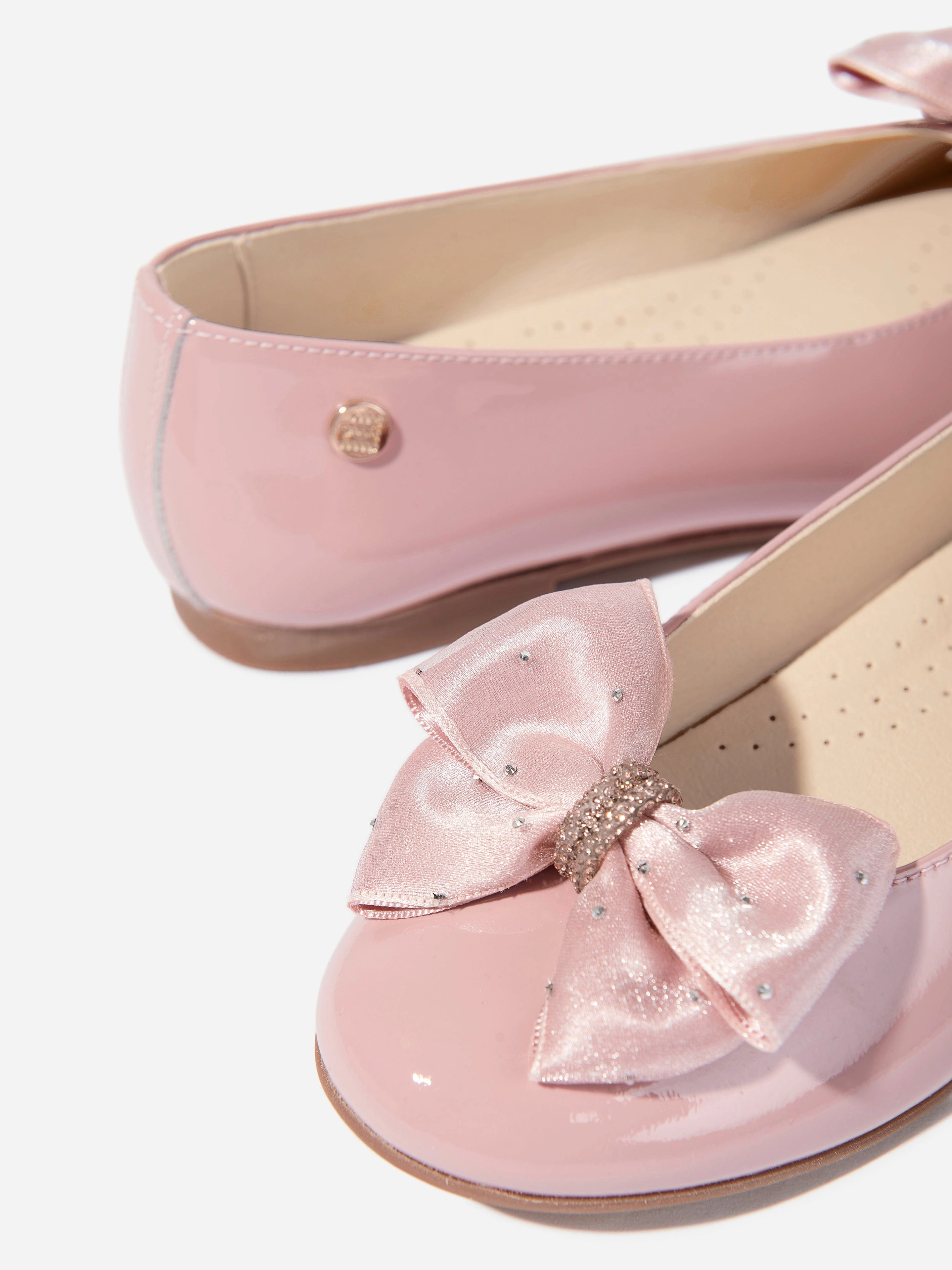 Branded Crossbody Bag For Travel Andanines Girls Patent Leather Bow Ballerinas in Pink Claim Your Style