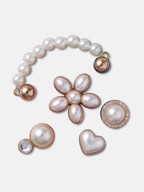 Synthetic One of a Kind Girls Dainty Pearl Jewellery Jibbitz 5 Pack in Multicolour Double Handle