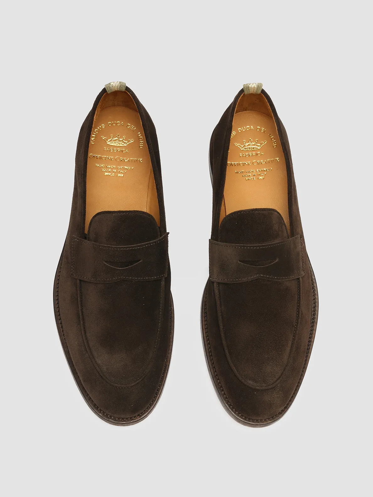 OPERA 001 - Dark Brown Suede Penny Loafers