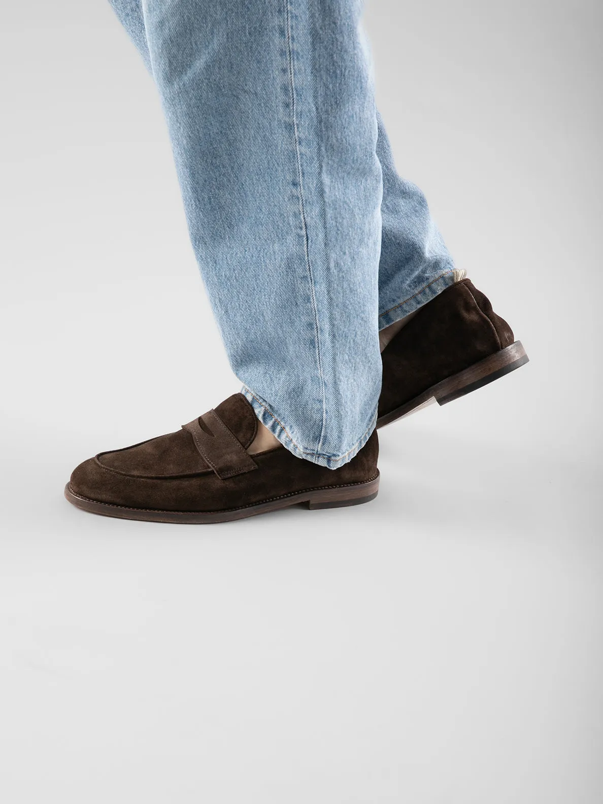 OPERA 001 - Dark Brown Suede Penny Loafers