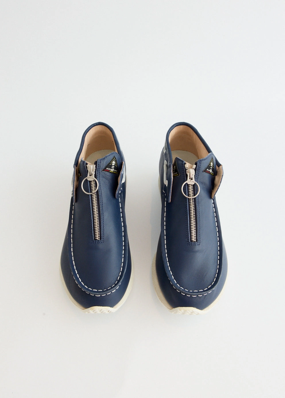 Weather-Resistant Leather Zip Deck Sneakers Denim