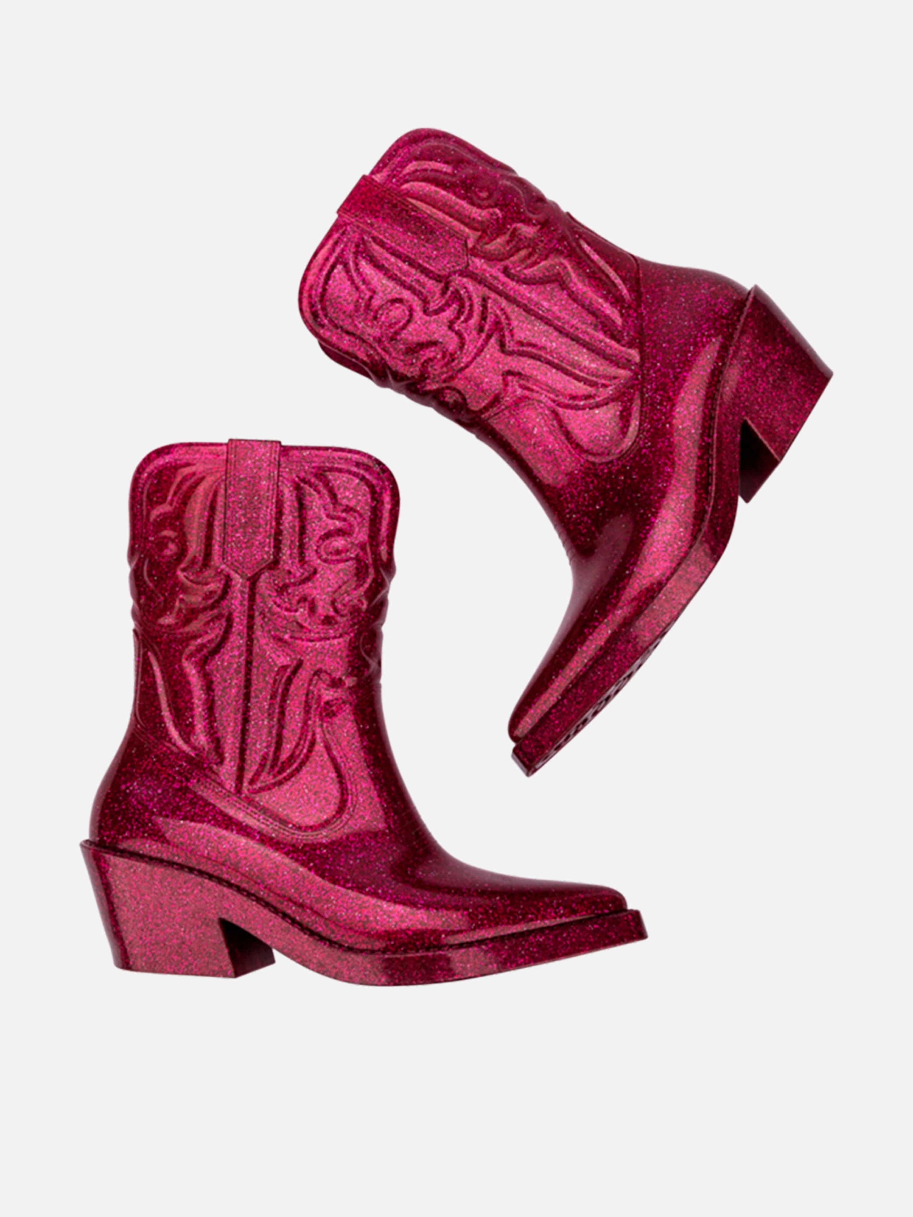 Mini Melissa Girls Texas Boots in Pink Jute