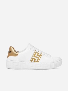 Best For Workouts Original Craftsmanship Versace Kids La Greca Low Top Trainers in White Special price for a limited number