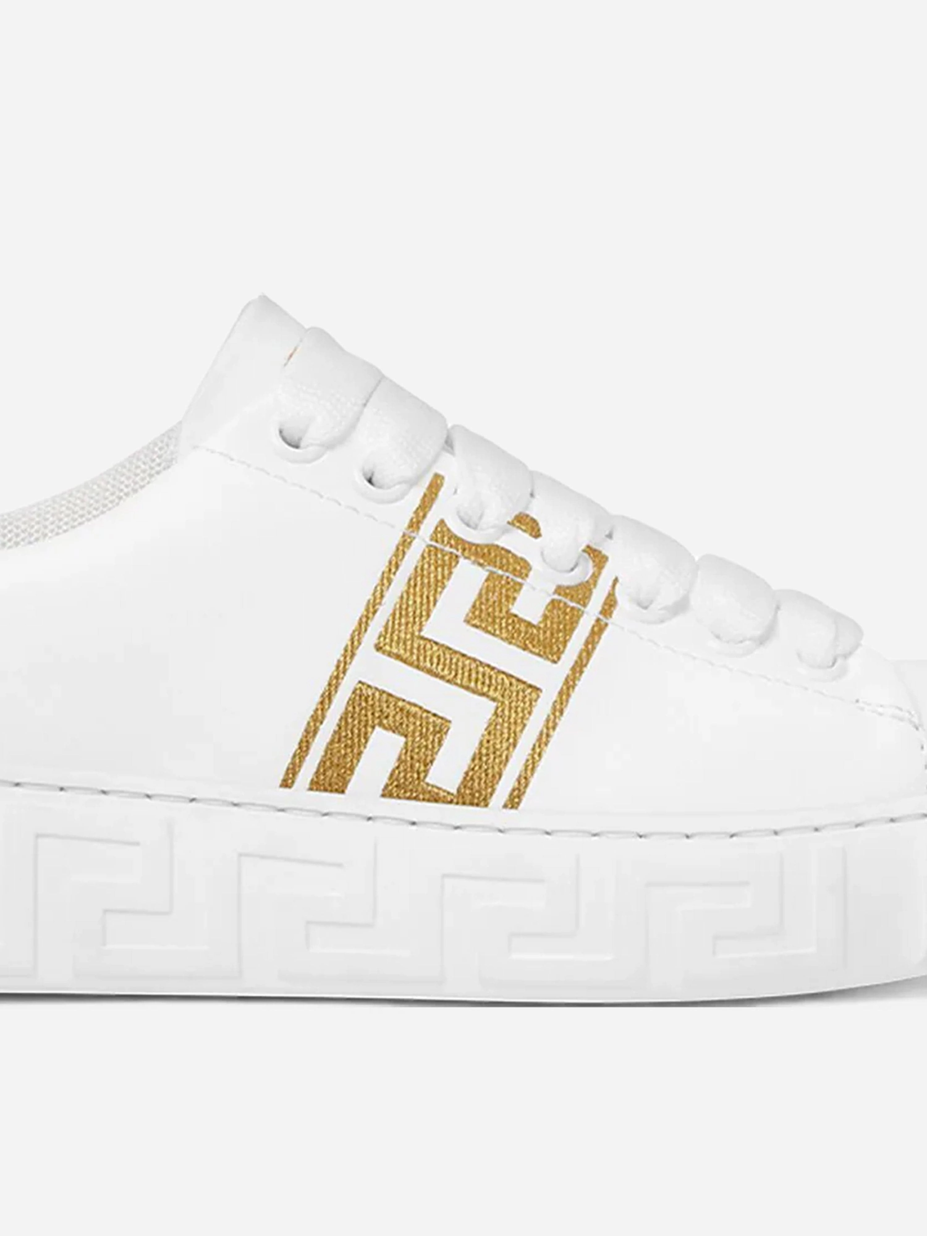 Versace Kids La Greca Low Top Trainers in White On The Go Style, Next-Level Gear, Fits Every Occasion