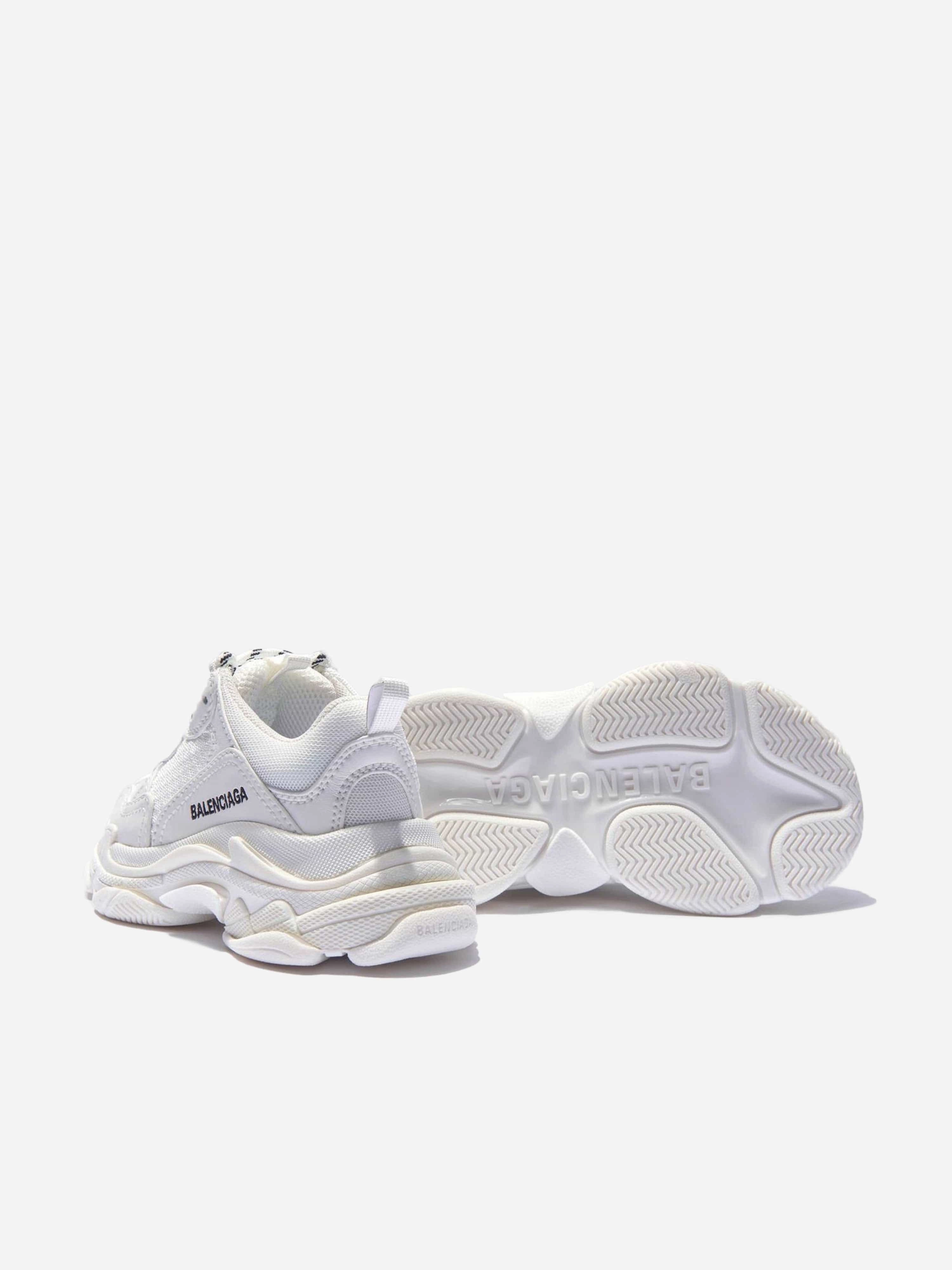 Fashion Satchel Bag For Office, Designer Leather Handbag For Women, Travel Ready Balenciaga Kids Triple S Trainers in White