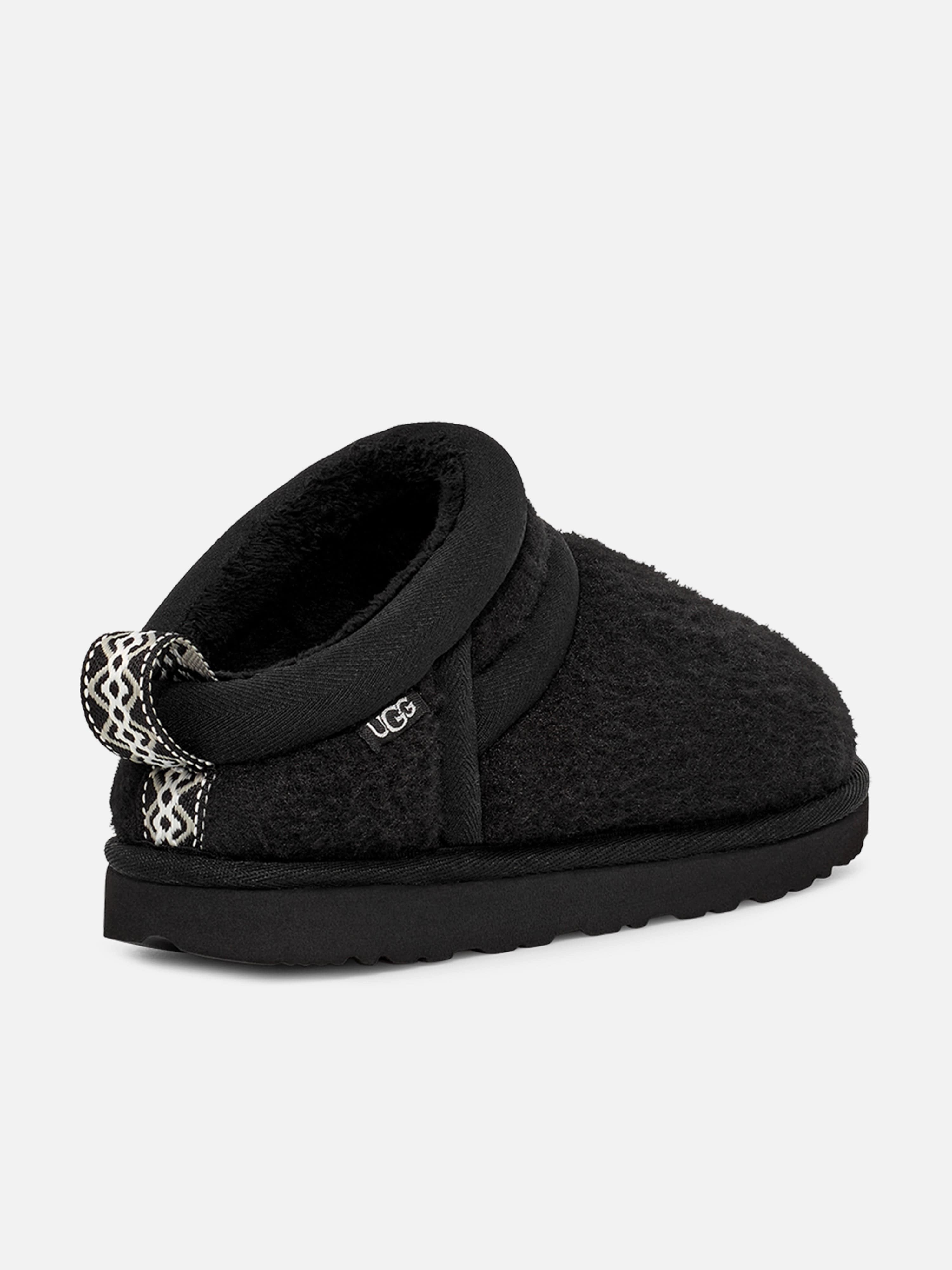 Multiple Compartments UGG Kids Astro Ultra Slippers in Black Vegan Leather Shoulder Bag