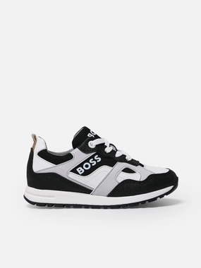 Lining Padded Compartment BOSS Boys Lace Up Logo Trainers in Black Temporary special