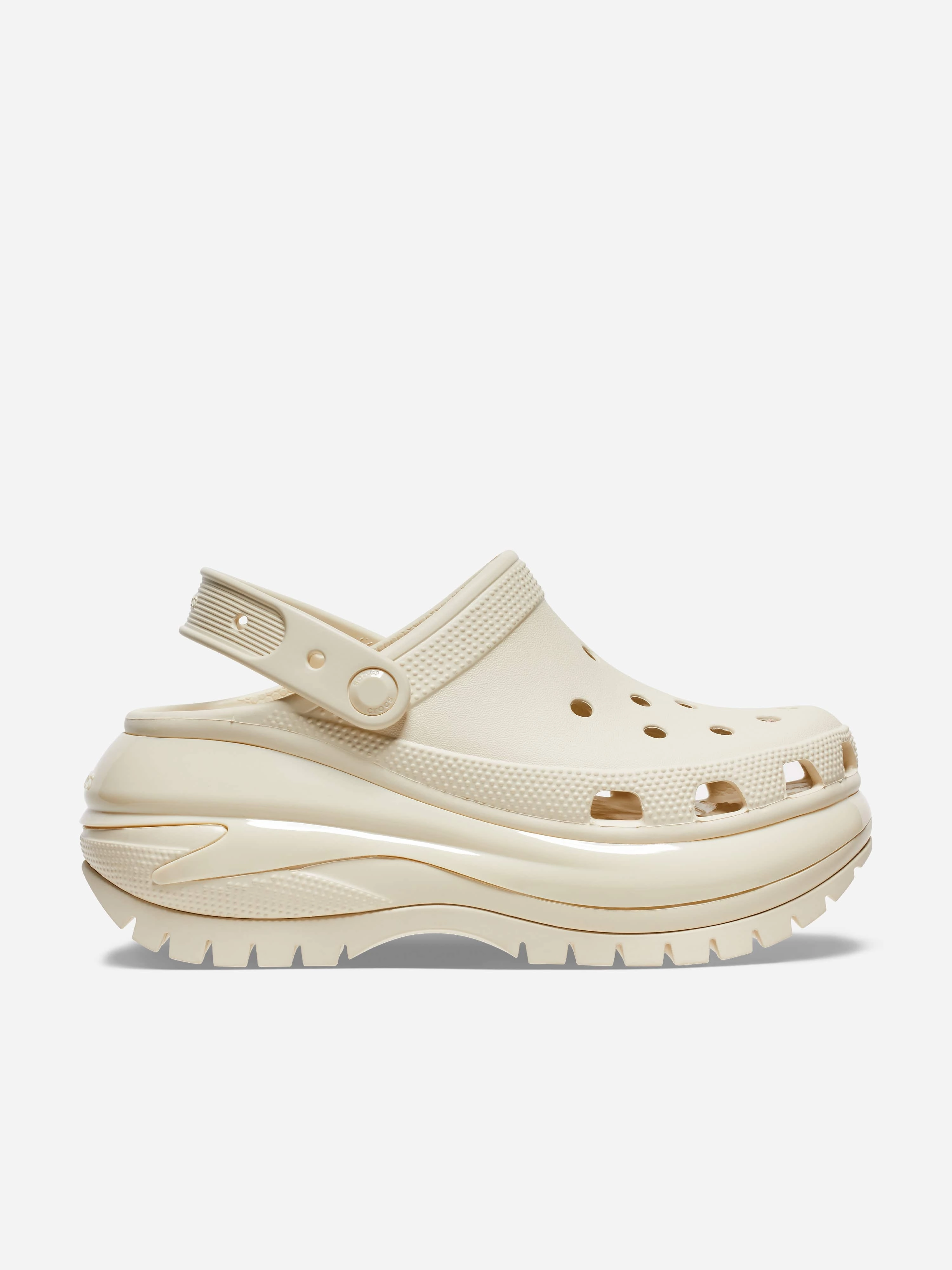 Padded Compartment Kids Mega Crush Clog in Ivory Double Handle Textile, Refined Look, Small But Mighty