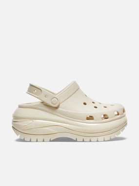 Padded Compartment Kids Mega Crush Clog in Ivory Double Handle Textile, Refined Look, Small But Mighty