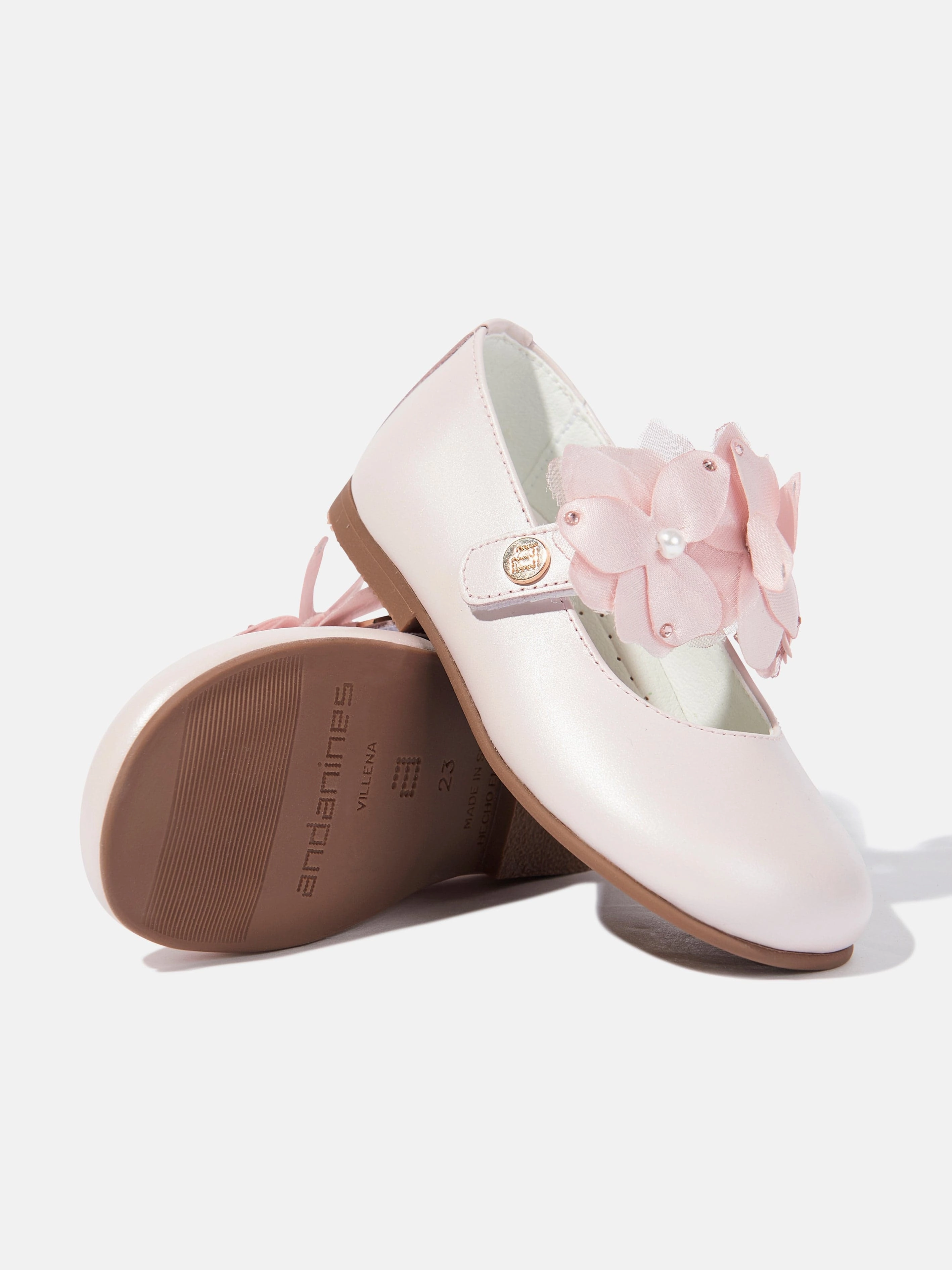 Andanines Girls Flower Shoes in Pink Made With Care, Vibrant Colors, Zipper Closure