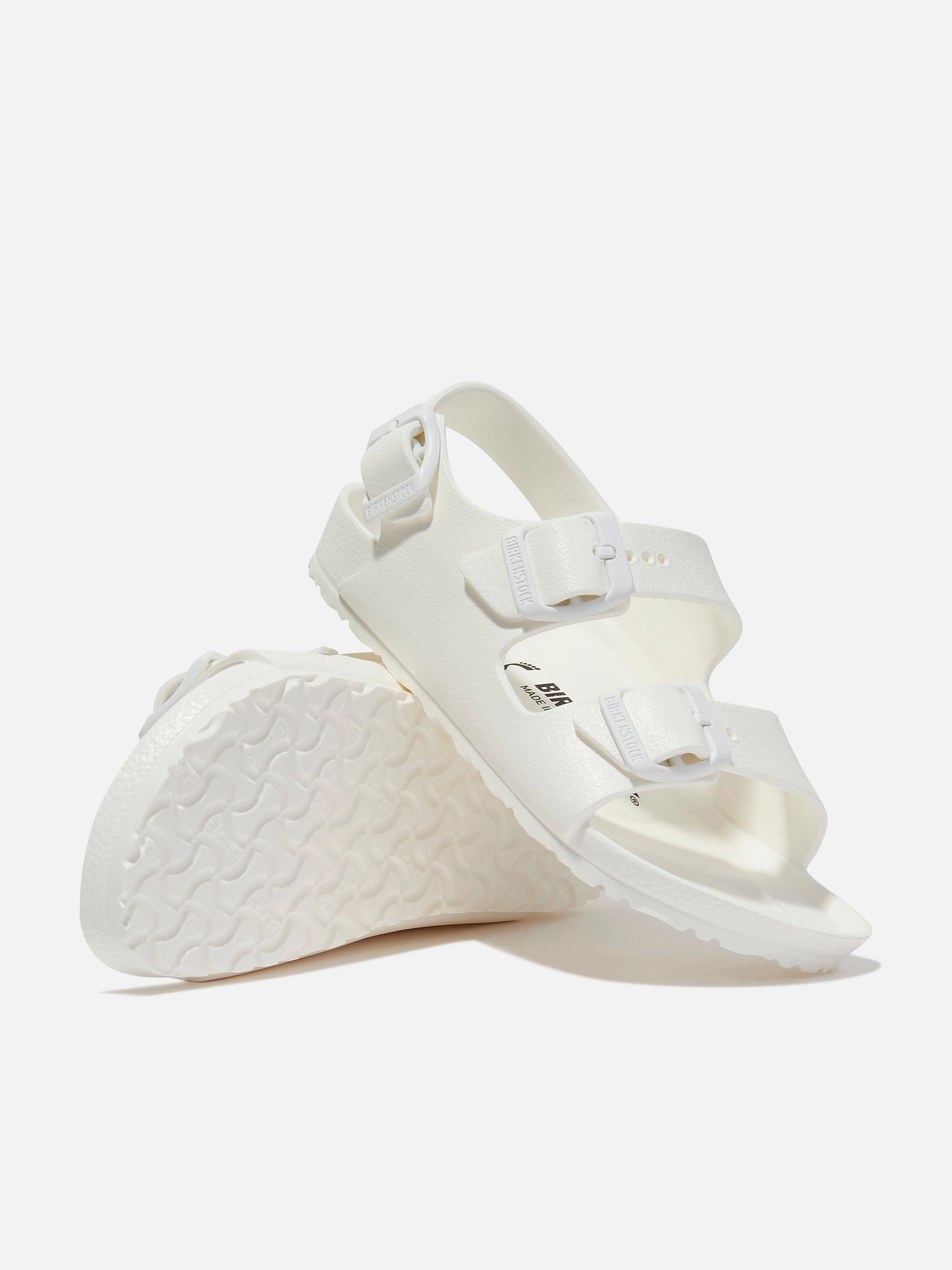 Embossed Leather, Perfect For All Seasons, Fits Any Lifestyle BIRKENSTOCK Kids Milano Eva Sandals in White