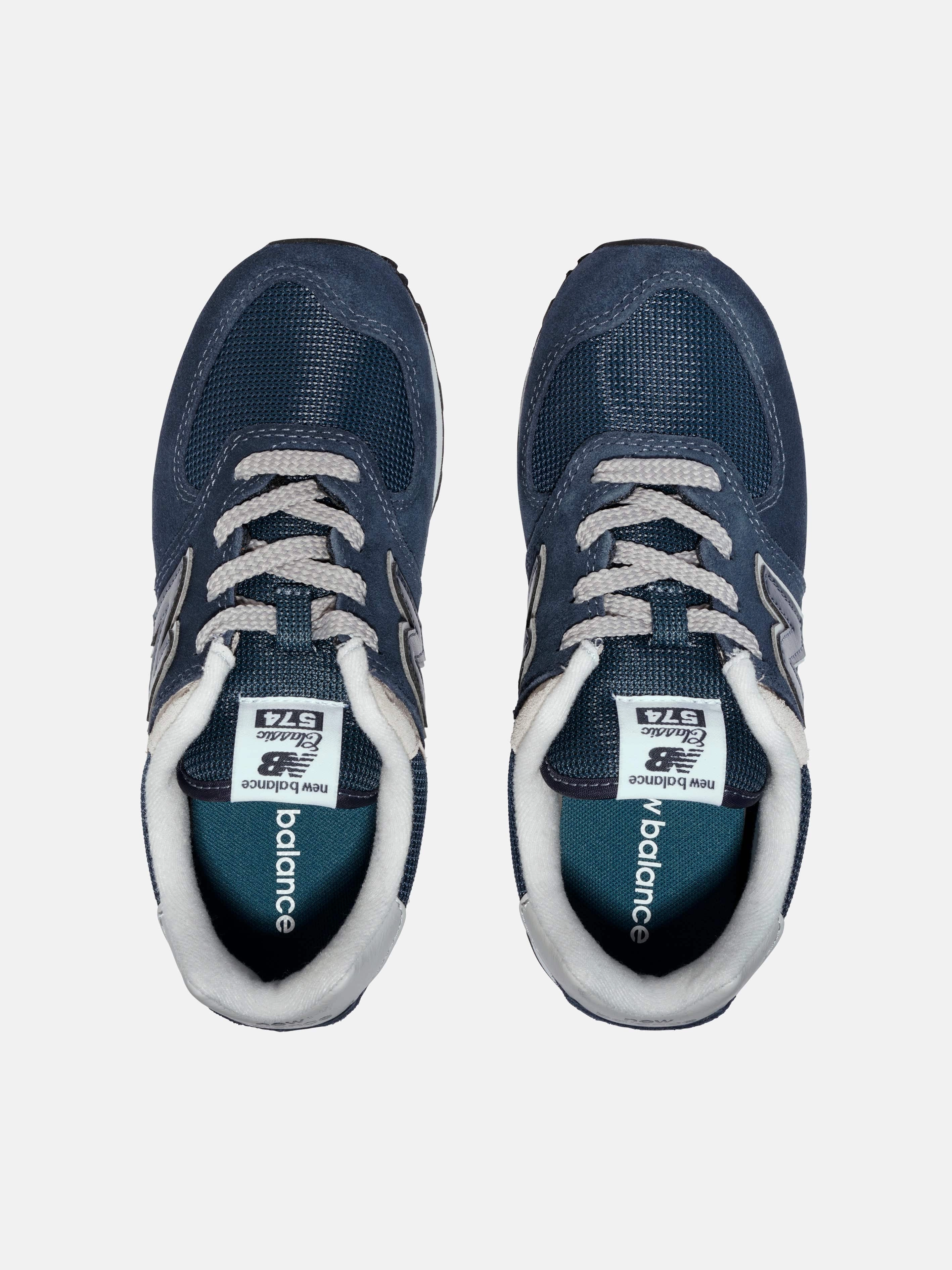 New Balance Kids 574 Lace Up Logo Trainers in Navy Instant Buy, Leather Satchel Handbag