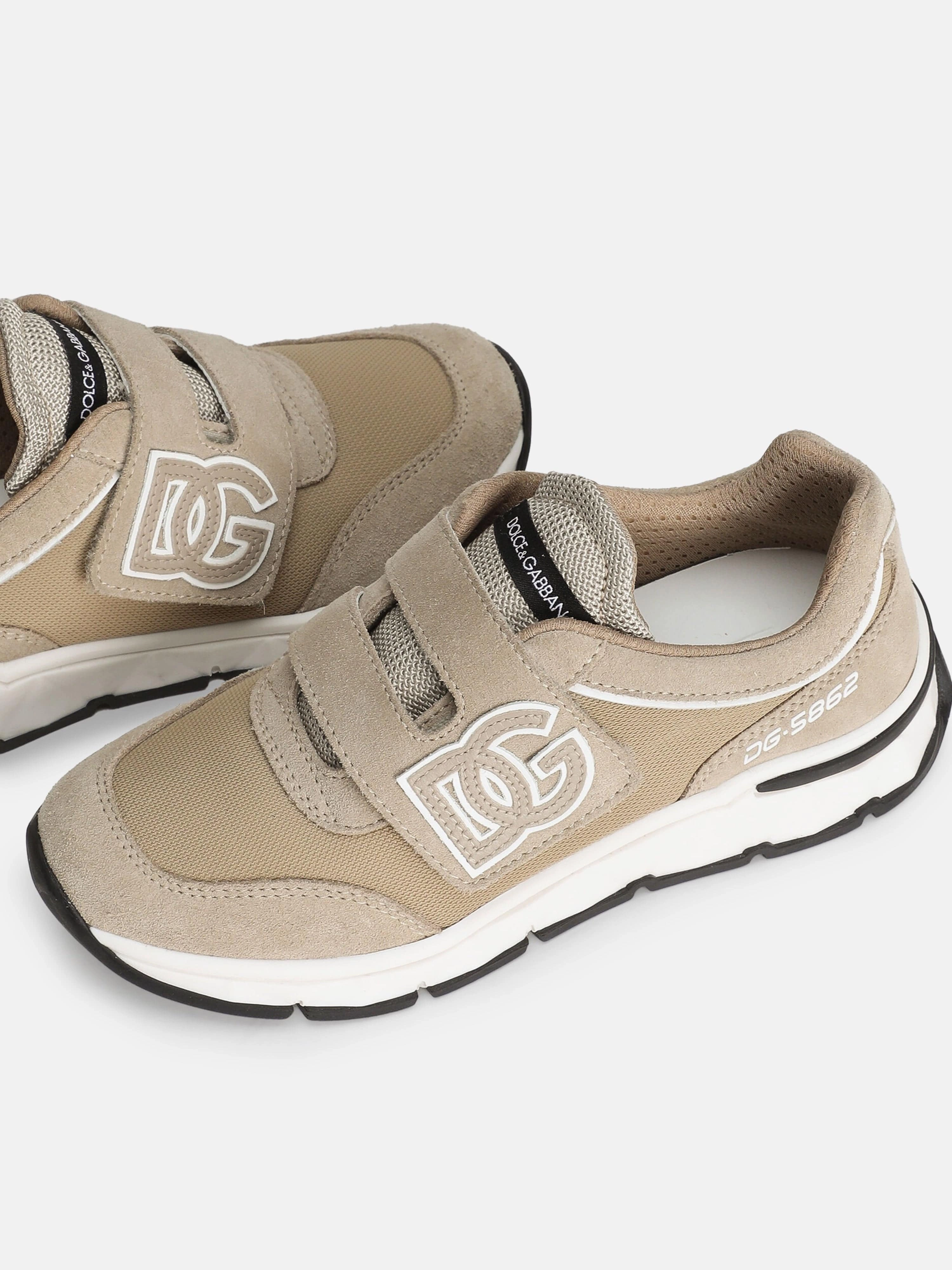 Boys Suede and Mesh Trainers in Beige Simple, Stylish, Yours, Roll Handle Strap, Chic & Sleek