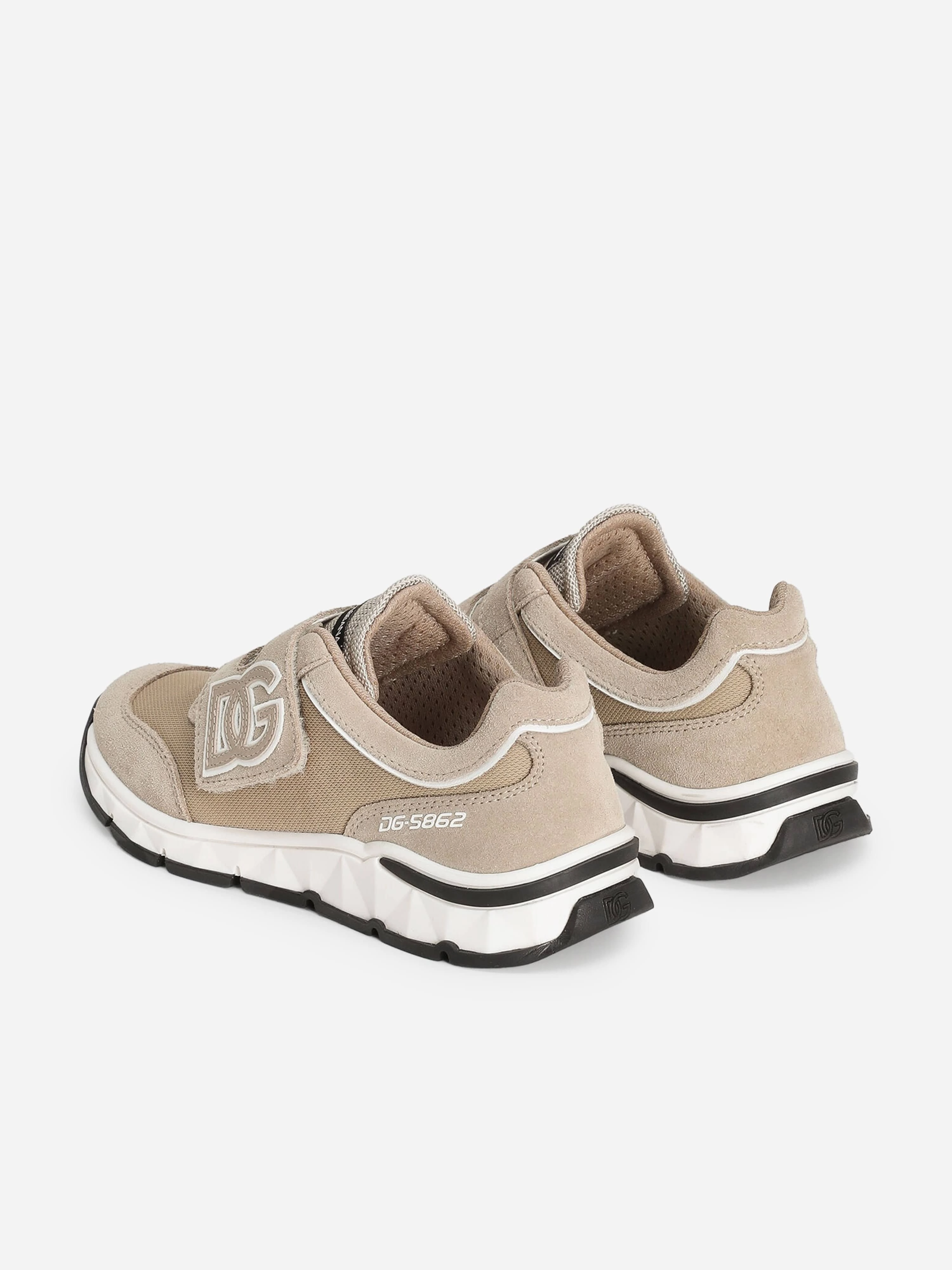 Shop Exclusive Styles, Boho, Quilted Boys Suede and Mesh Trainers in Beige