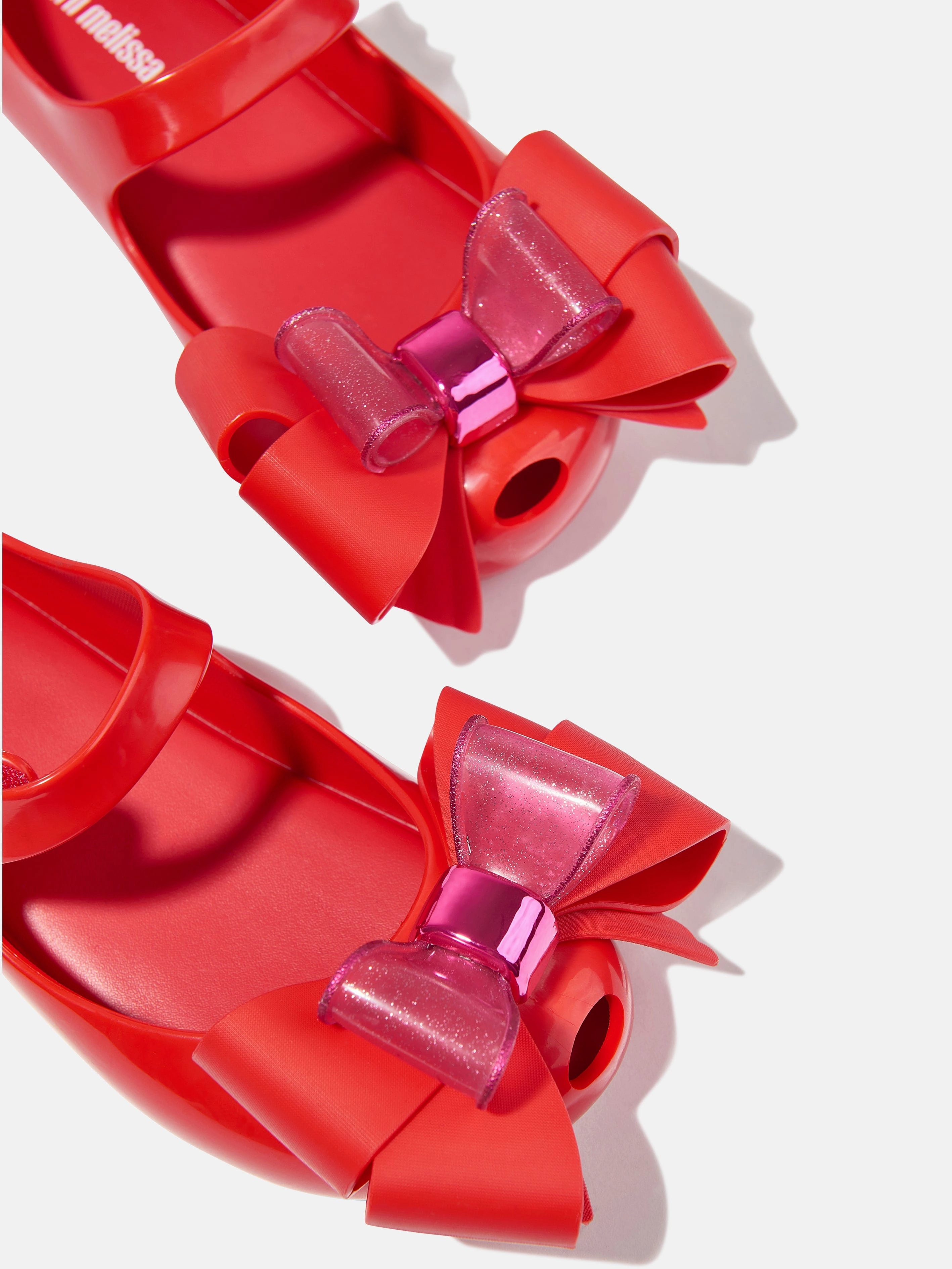 Mini Melissa Girls Mini Ultragirl Fab Bow Ballerinas in Red Raffia