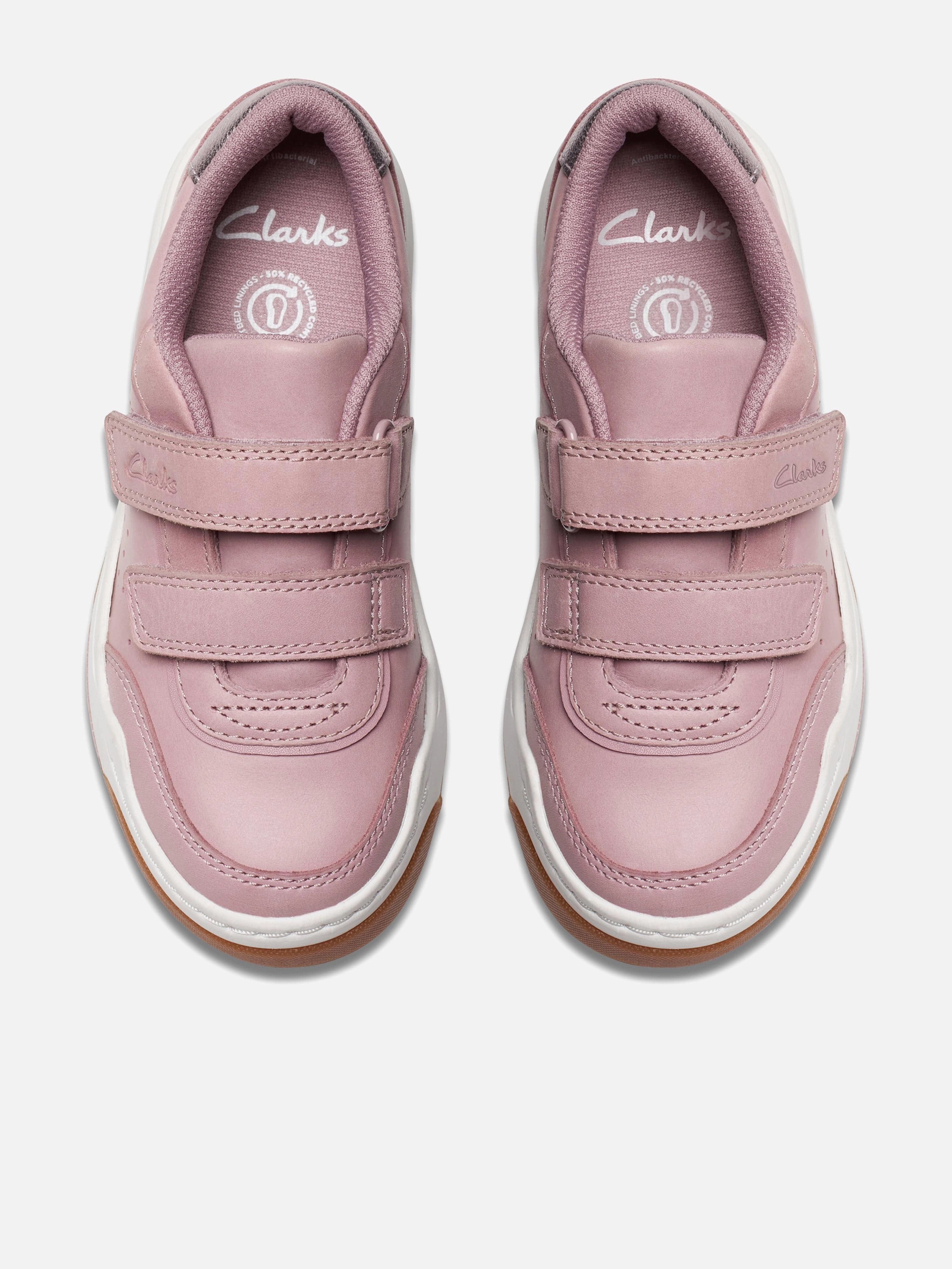 Clarks Girls Leather Urban Solo Trainers in Pink Sporty