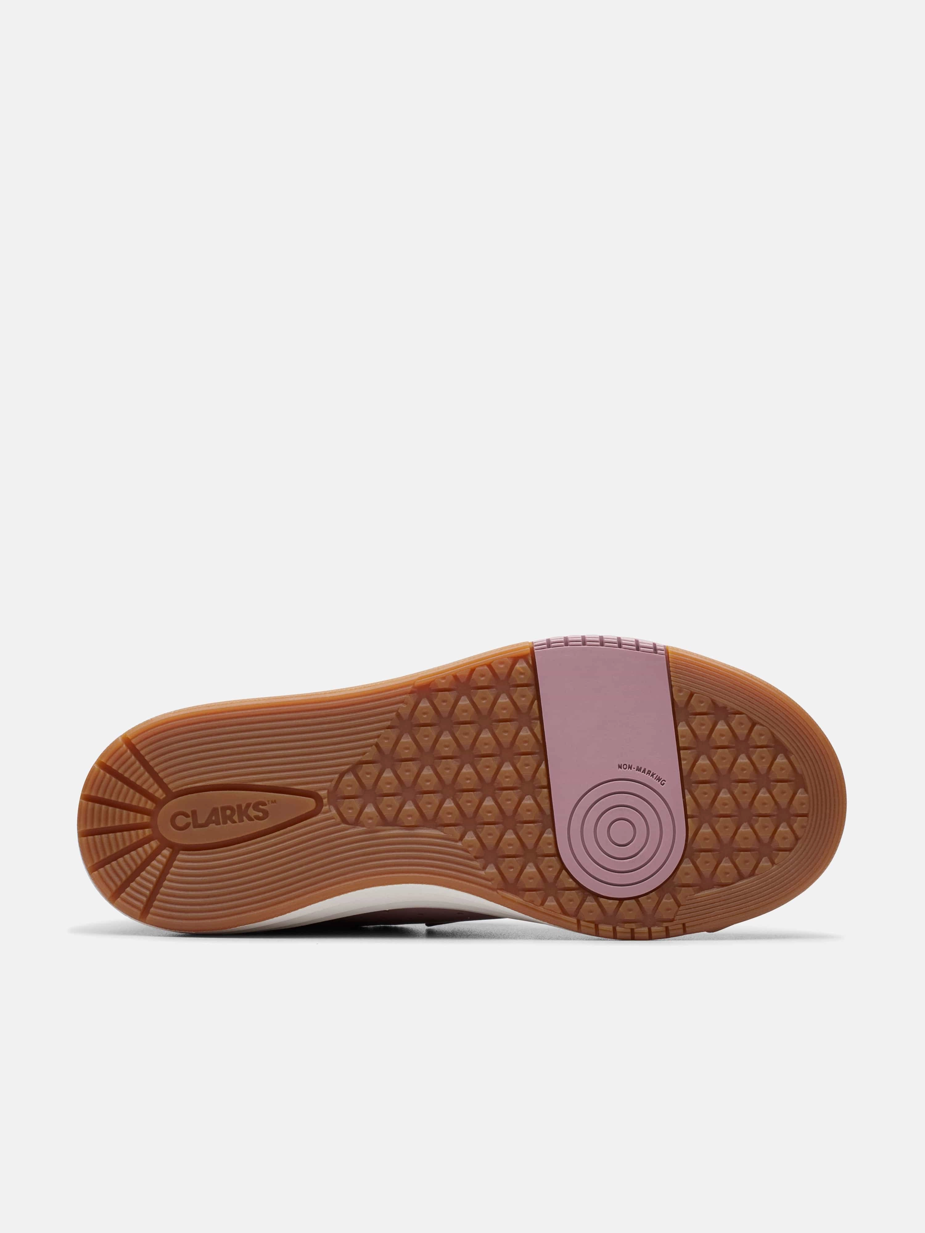 Space-Saving Clarks Girls Leather Urban Solo Trainers in Pink