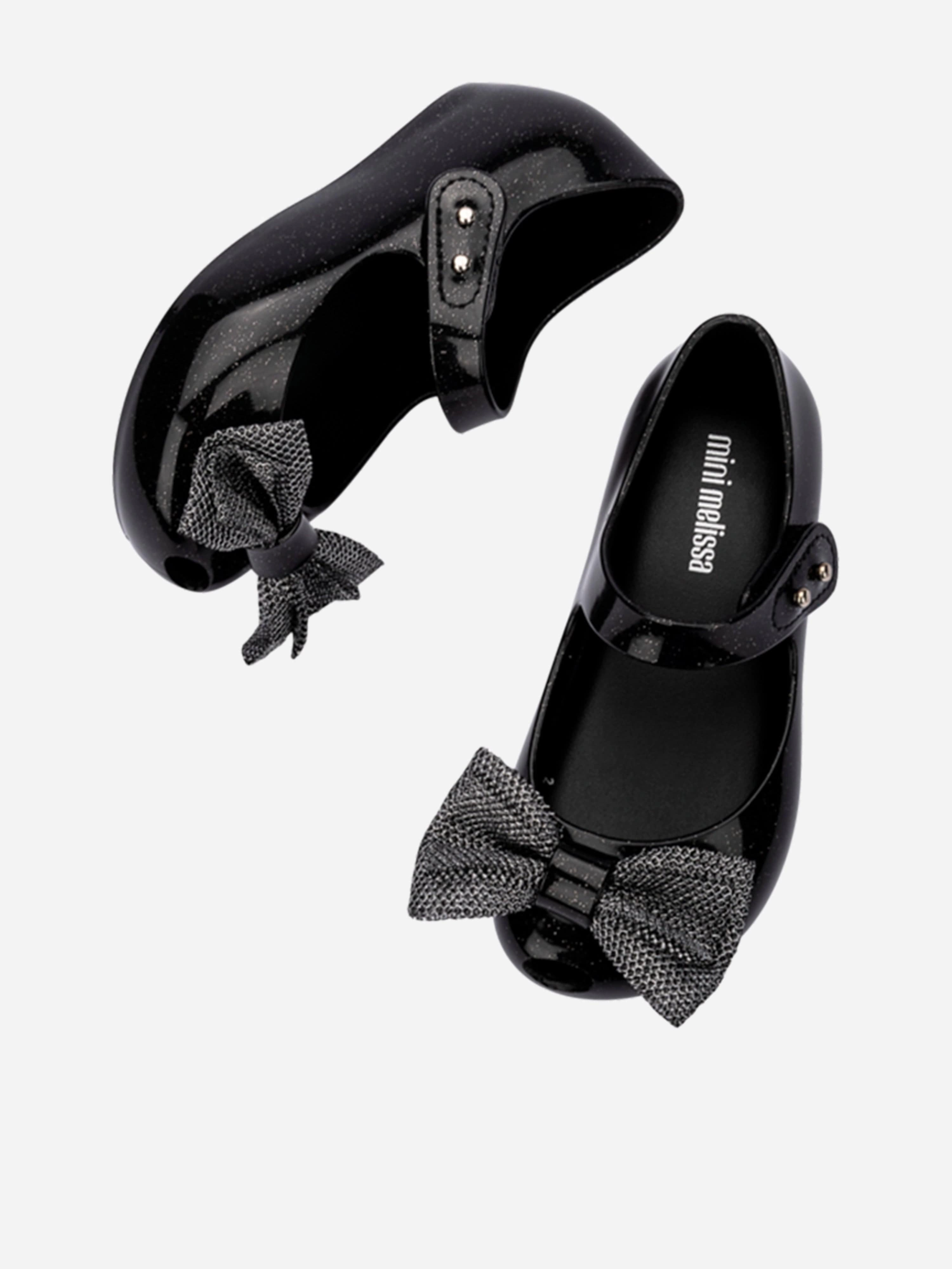 Felt Mini Melissa Girls Ultragirl Sweet XII Shoes in Black Sleek & Modern