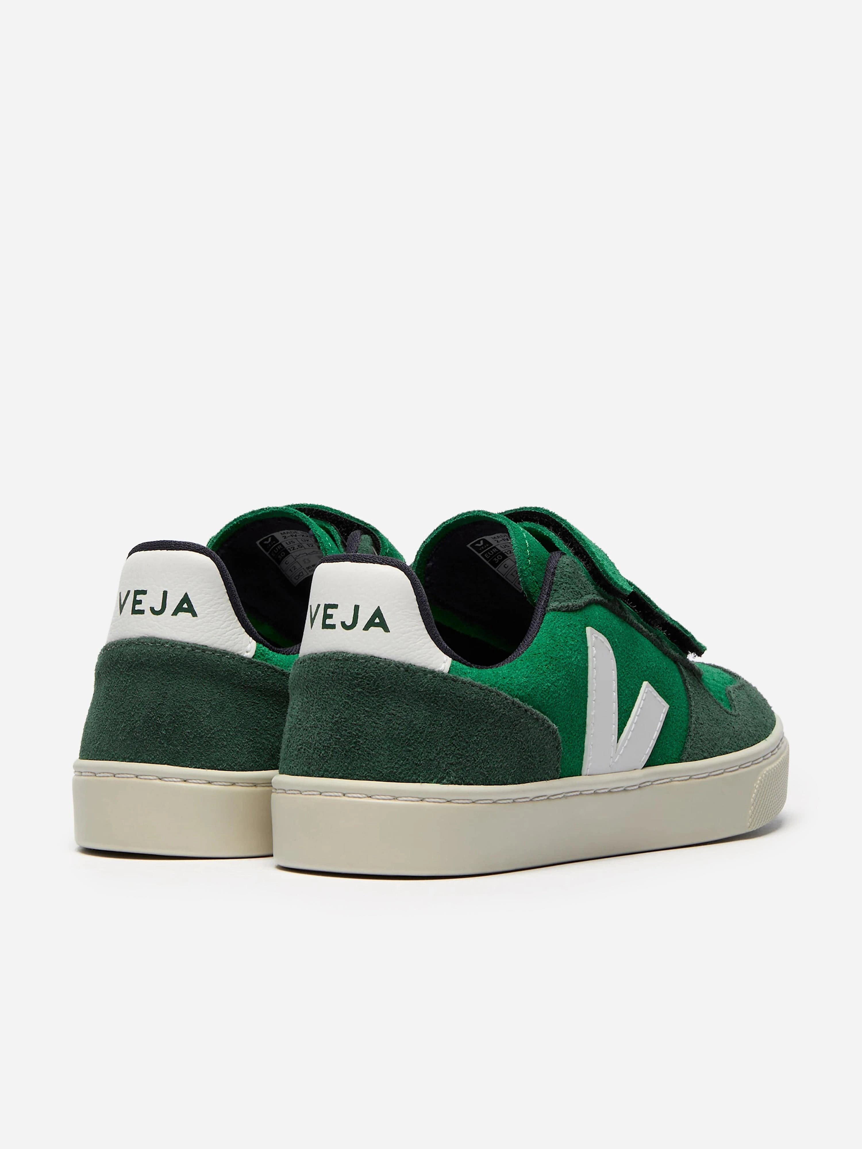 Next-Level Gear Veja Kids Suede Small V-10 Trainers in Green From Desk To Dinner