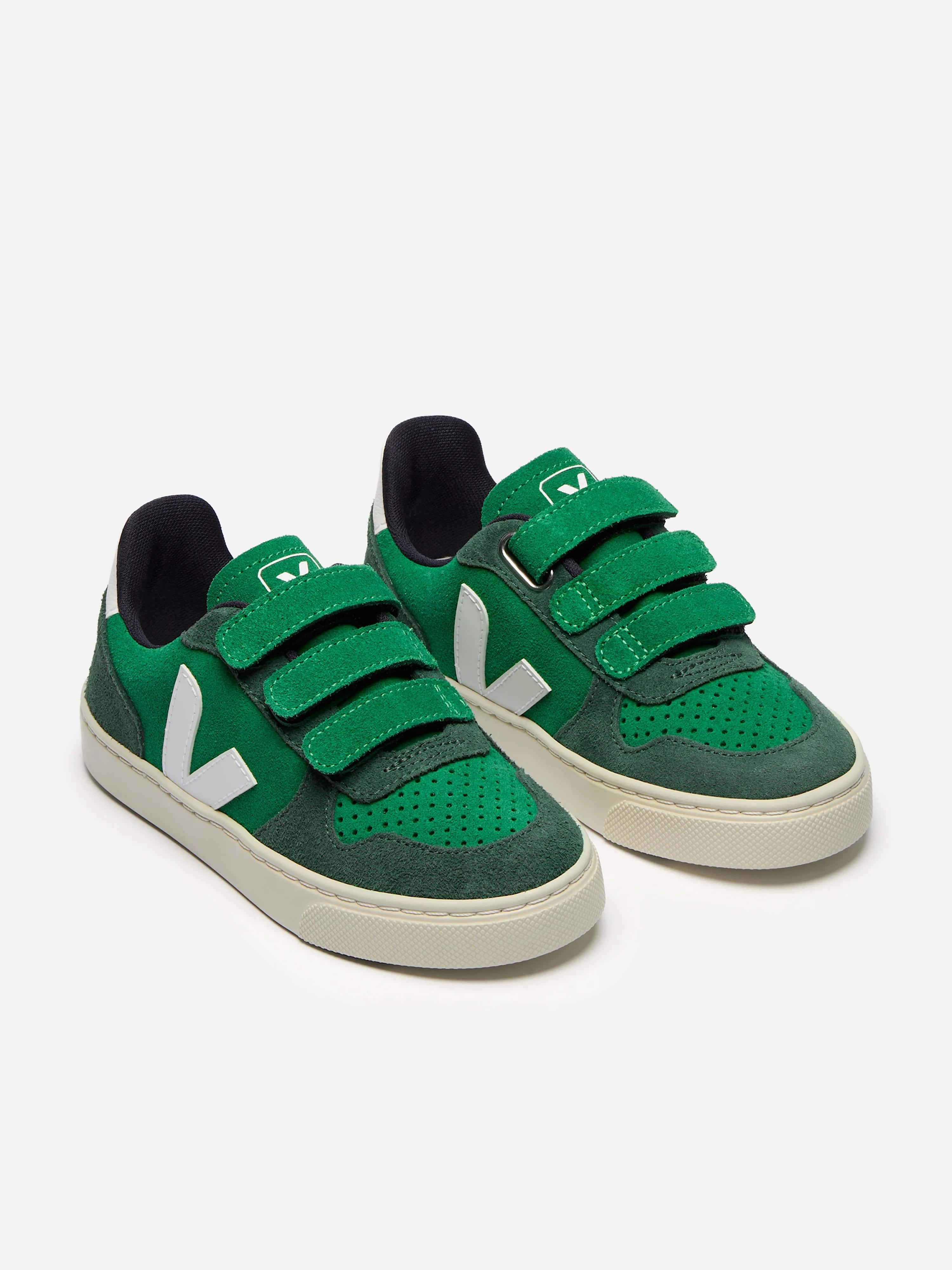 Top Handle, Space-Saving Veja Kids Suede Small V-10 Trainers in Green
