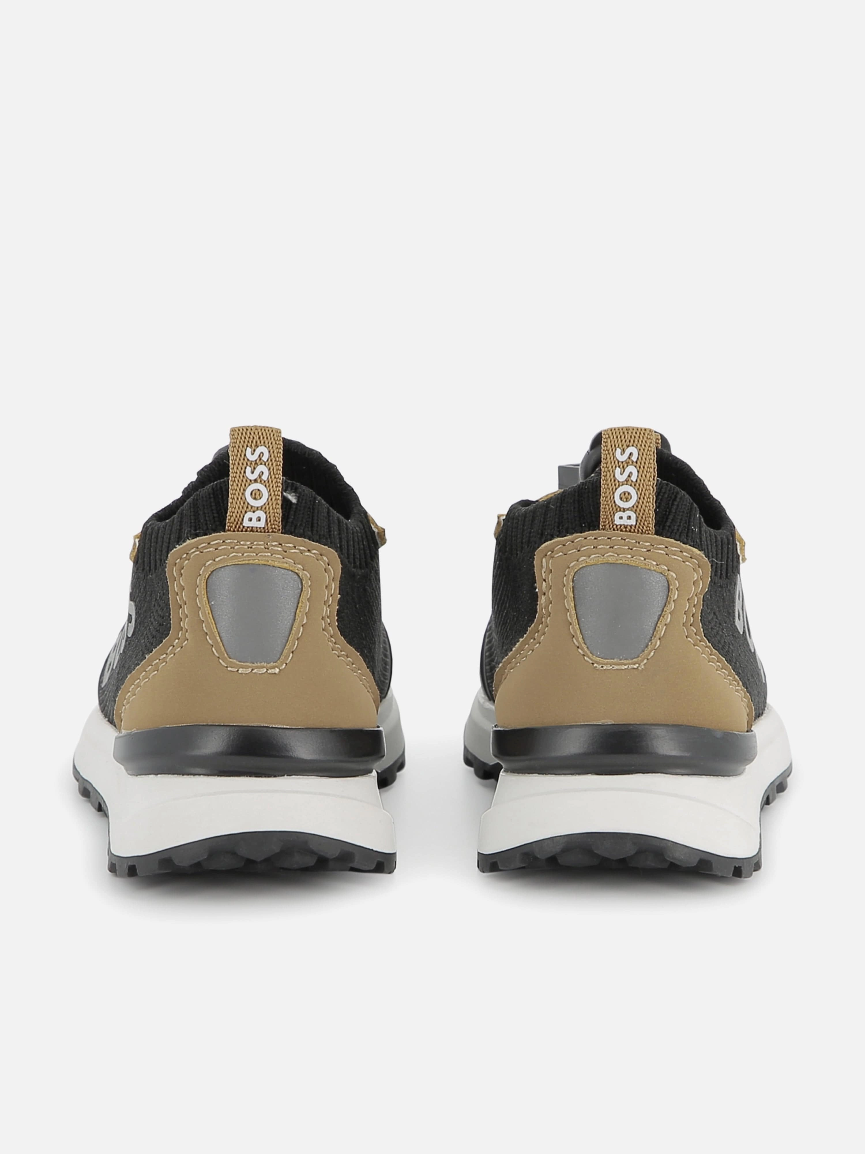 BOSS Boys Logo Sock Trainers in Brown Branded, Shop With Confidence