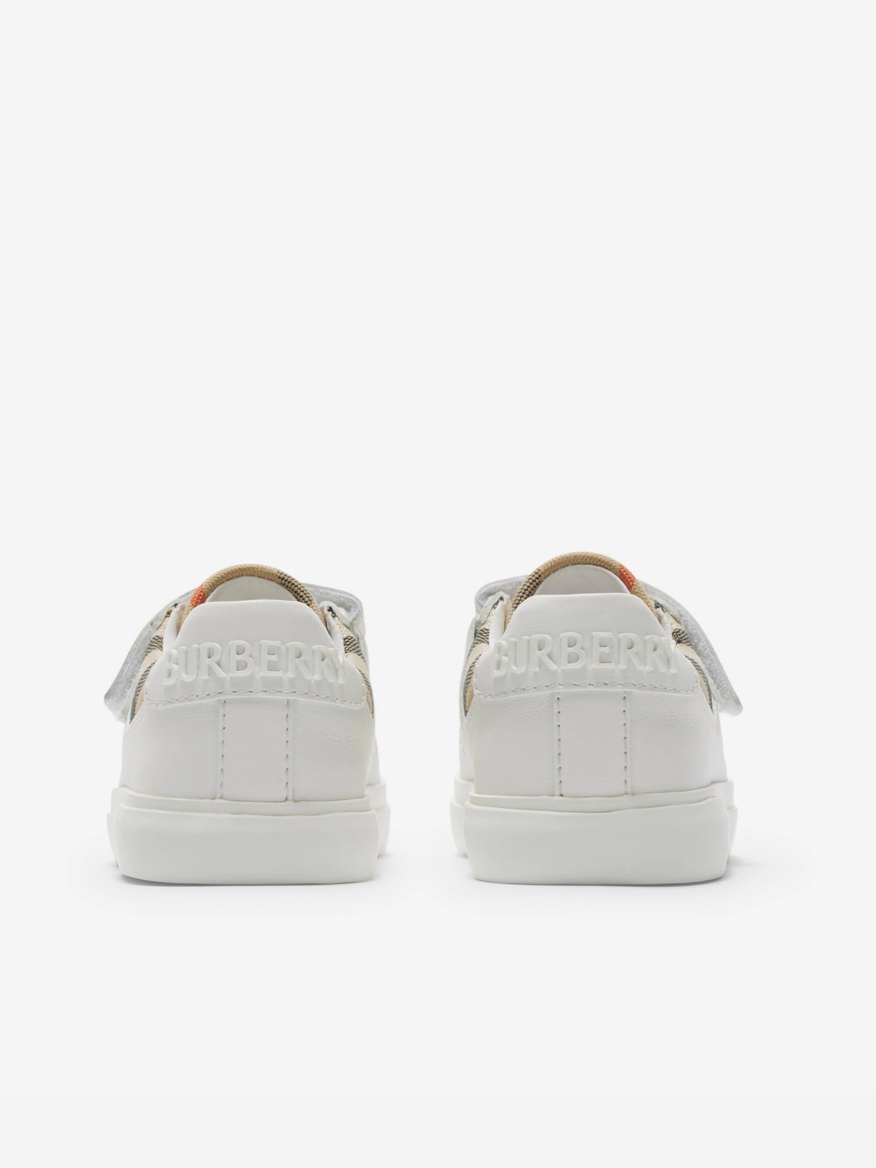 Craftsmanship You Can Trust, Compact Burberry Baby Check Trainers in White