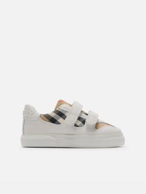 Perfect For Gifting Professional assembly special Burberry Baby Check Trainers in White Daily deal