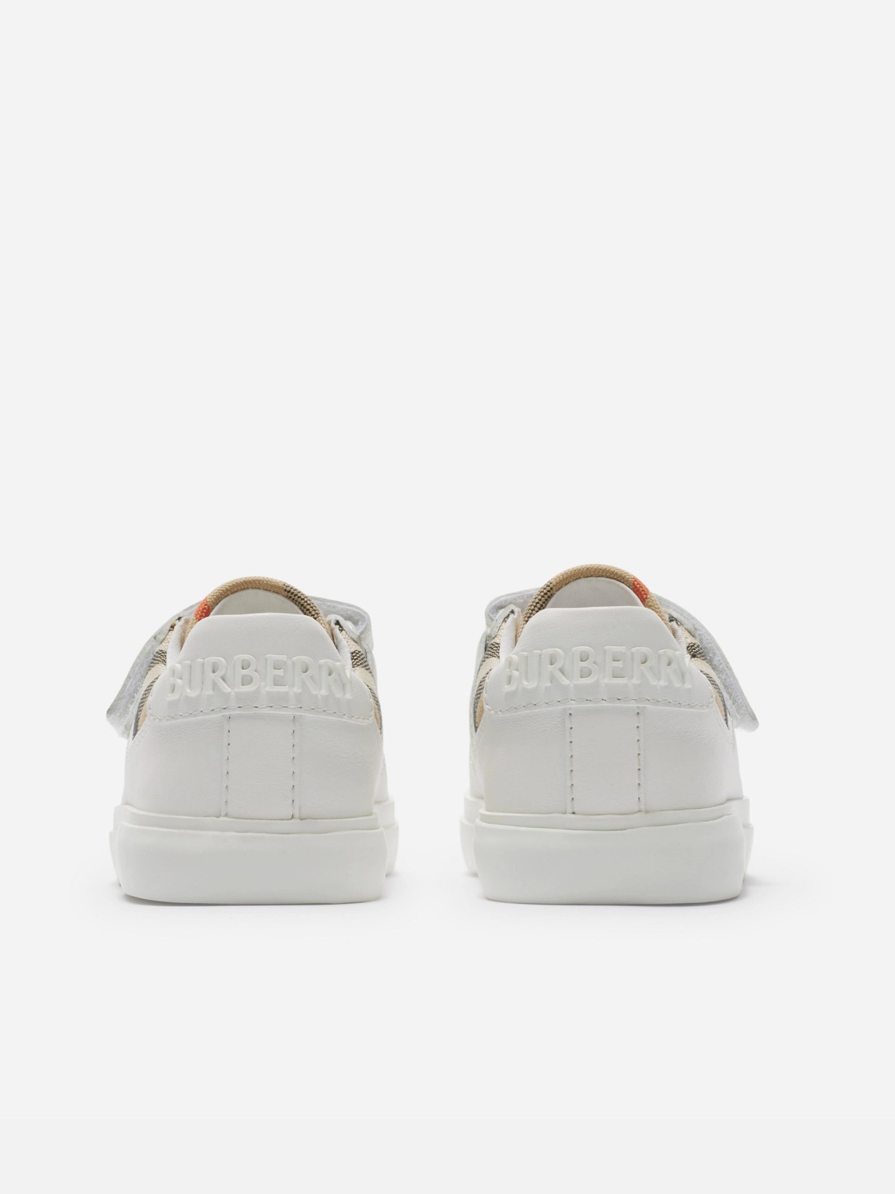 Grab It Fast, Perfect For Daily Use Burberry Baby Check Trainers in White