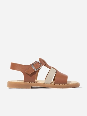 Detachable Strap, Hurry Before It Sells Push notification deal Andanines Kids Leather Sandals in Brown Time-limited discount