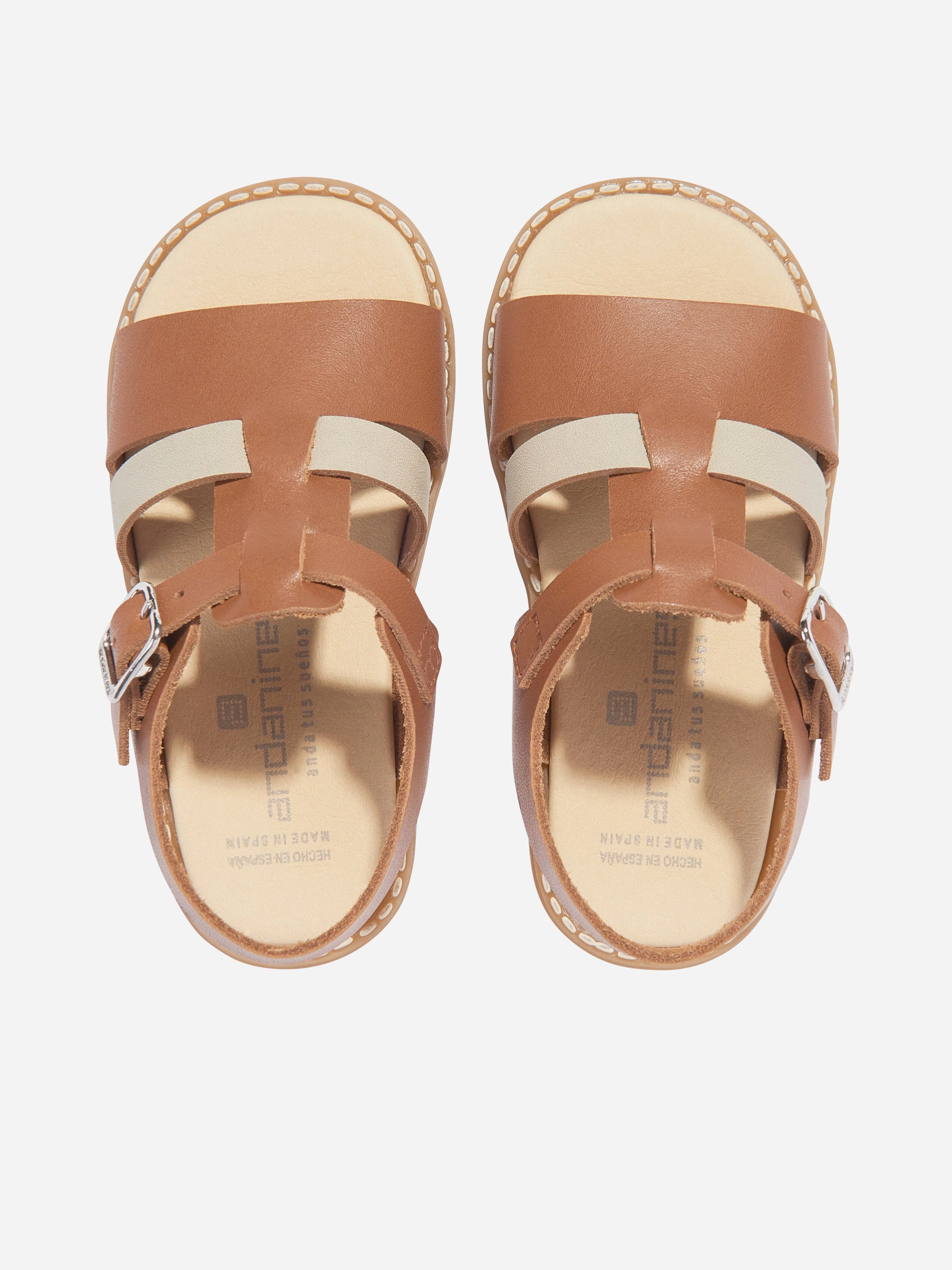 Statement Andanines Kids Leather Sandals in Brown