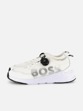 Designer Quality-enhancing special BOSS Boys Logo Trainers in White Get Coupon for Discount