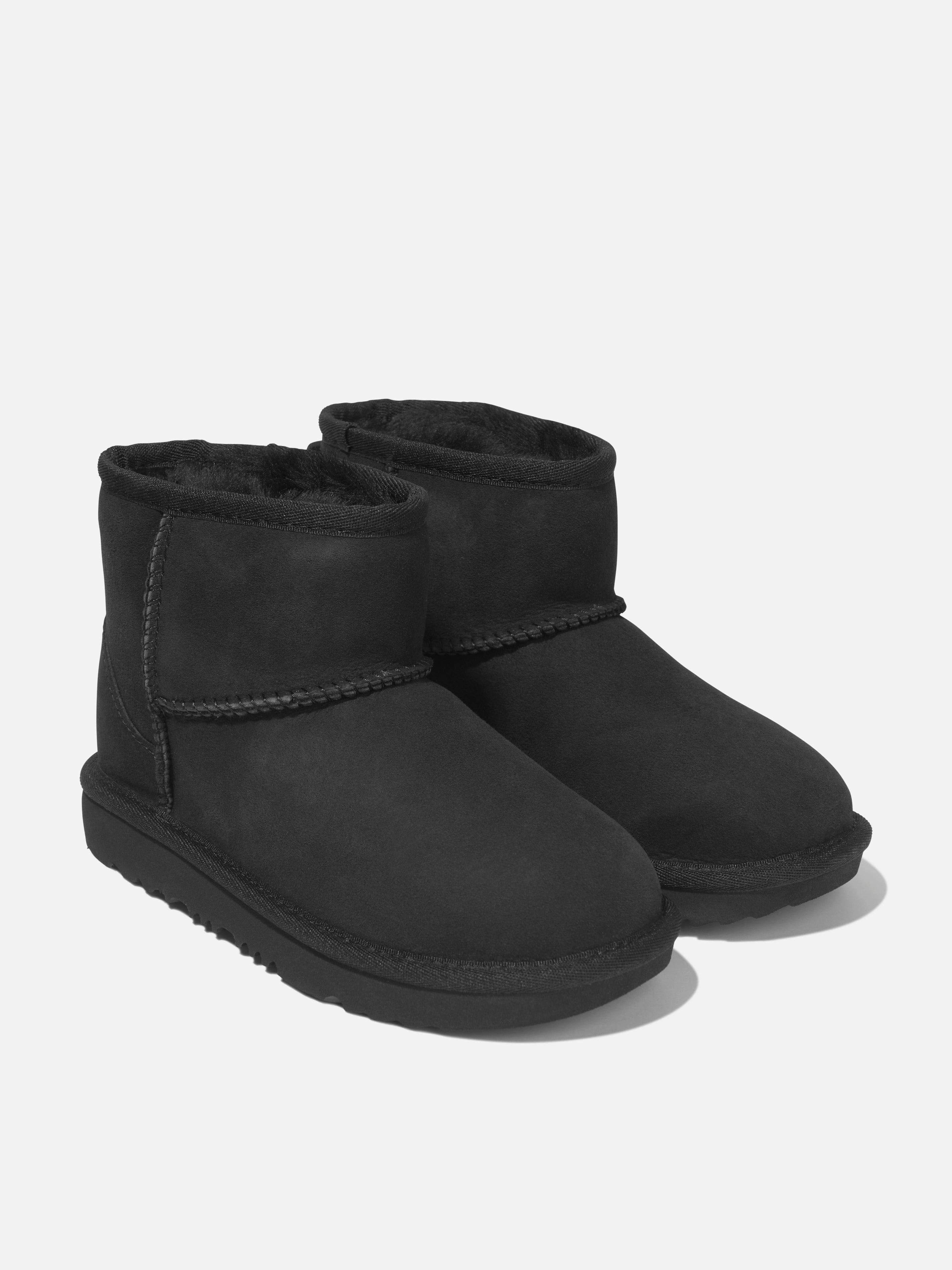 Eco-Friendly UGG Kids Classic Mini II Boots in Black Chain Strap