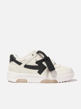 Quick Handling Off-White Kids Leather Out Of Office Straps Trainers in White Birthday special Get Ready To Impress, Made With Care