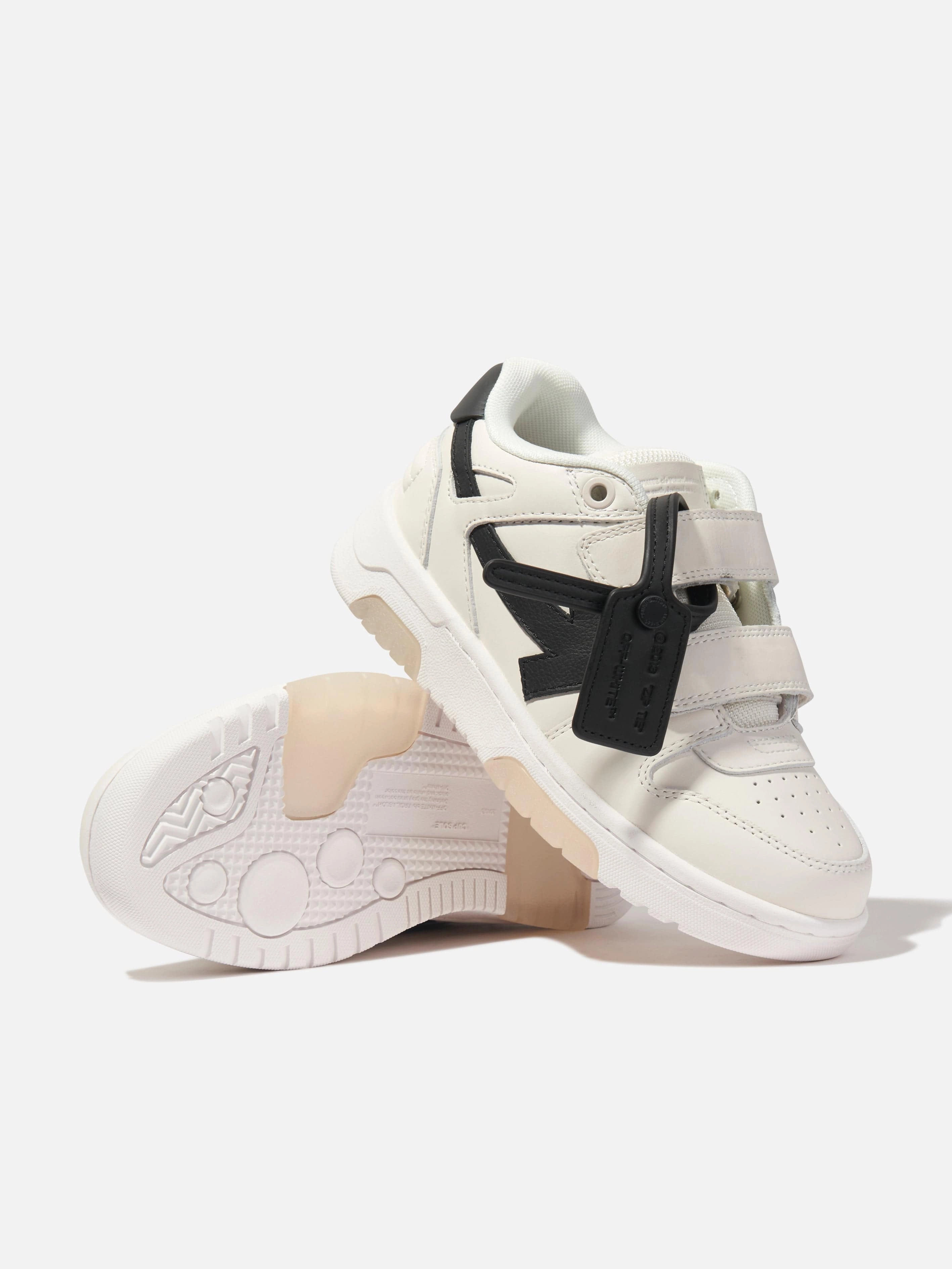 Off-White Kids Leather Out Of Office Straps Trainers in White Side Pocket