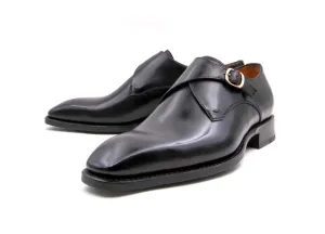 "Edward Sr." Burnished Calfskin Monkstrap Shoe Black