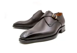 "Edward Sr." Burnished Calfskin Monkstrap Shoe Brown