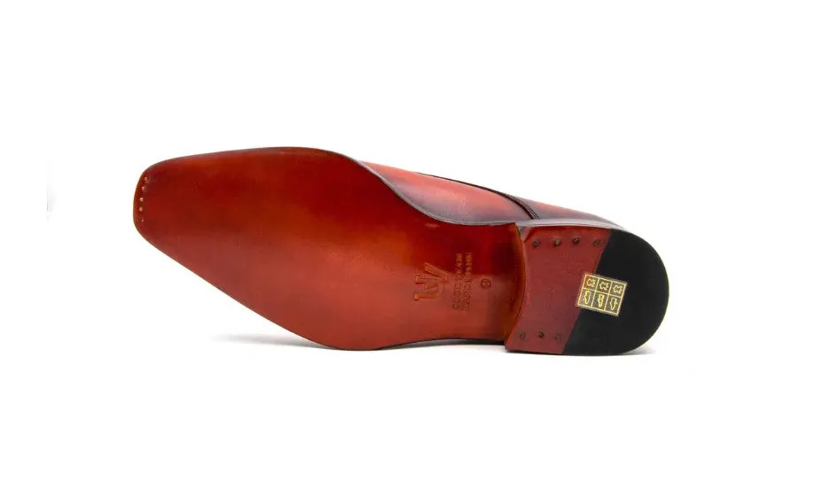 "Edward Sr." Burnished Calfskin Monkstrap Shoe Camel