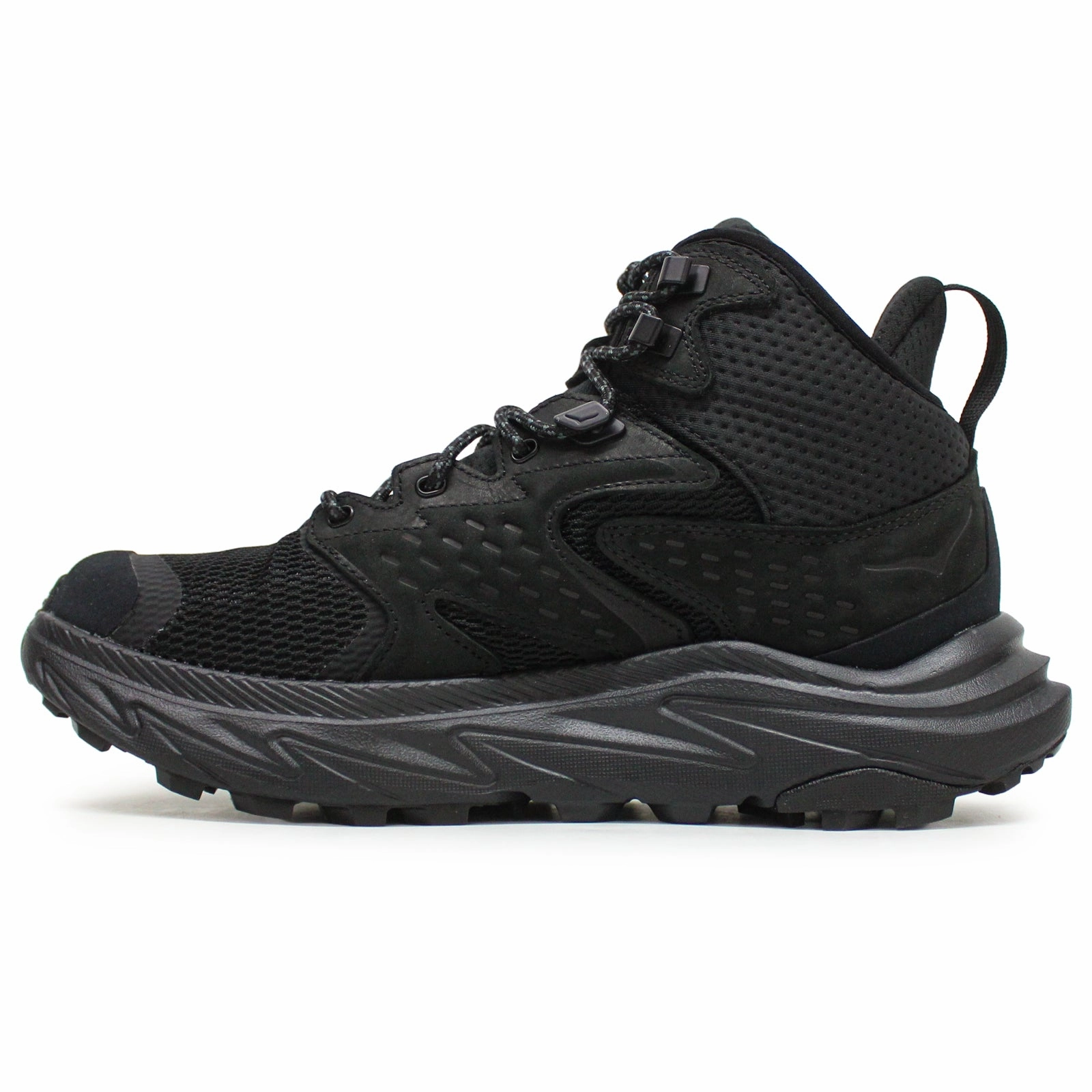 Hoka Anacapa 2 Mid GTX Nubuck Textile Women's Running Black Black Trainers Embossed Leather, Worry-Free Wear, Lightweight Crossbody Bag