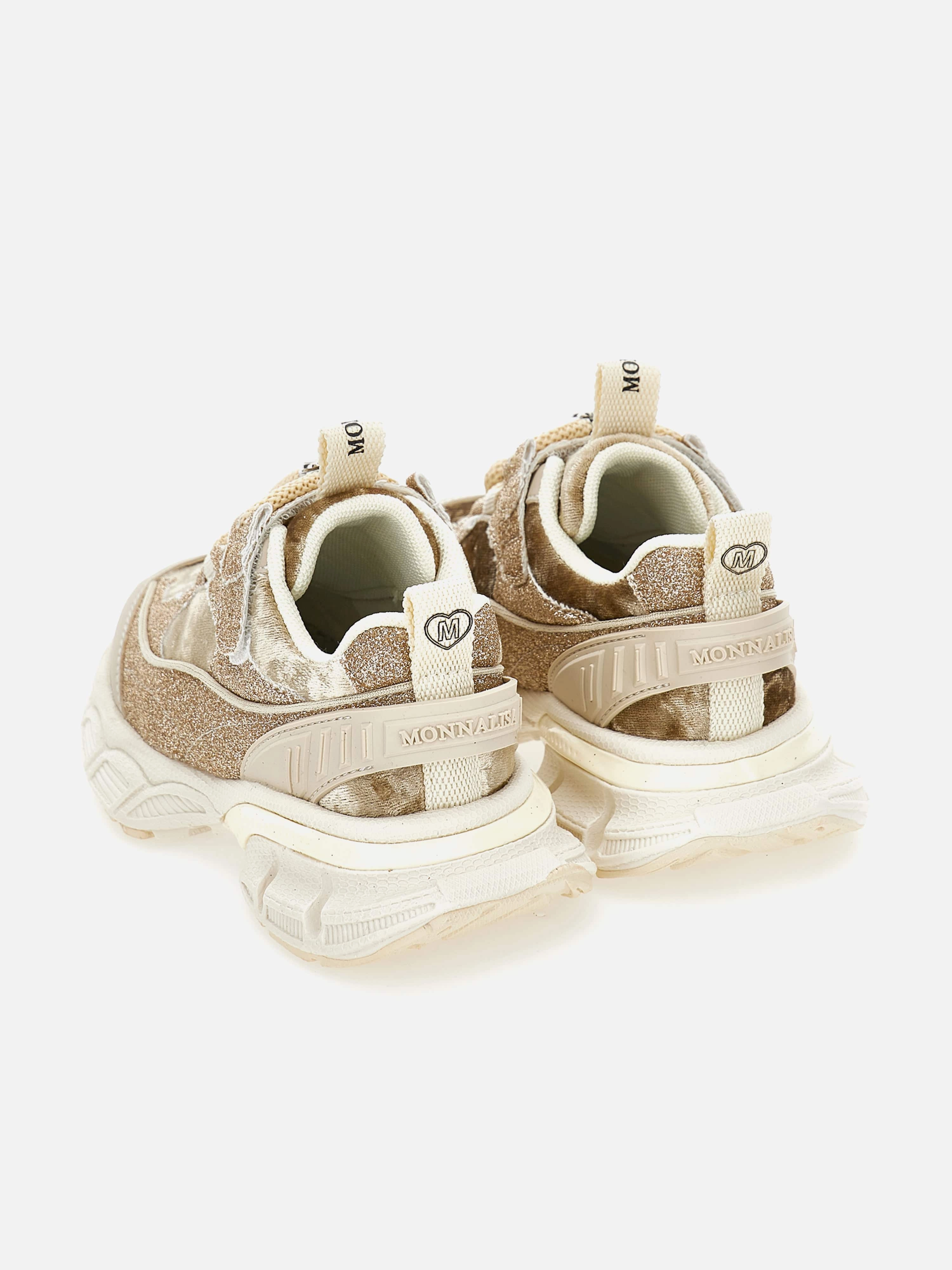 Shop With Confidence Girls Chunky Glitter Trainers in Beige Just Dropped