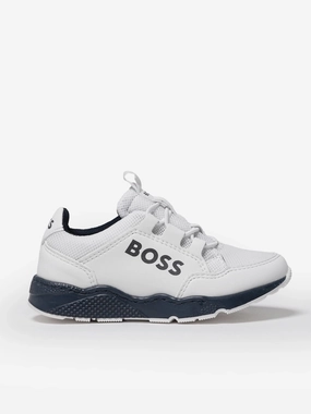 Instant Buy, Built For The Wild, High-Speed Performance Referral reward BOSS Boys Lace Up Logo Trainers in White Limited-time special price