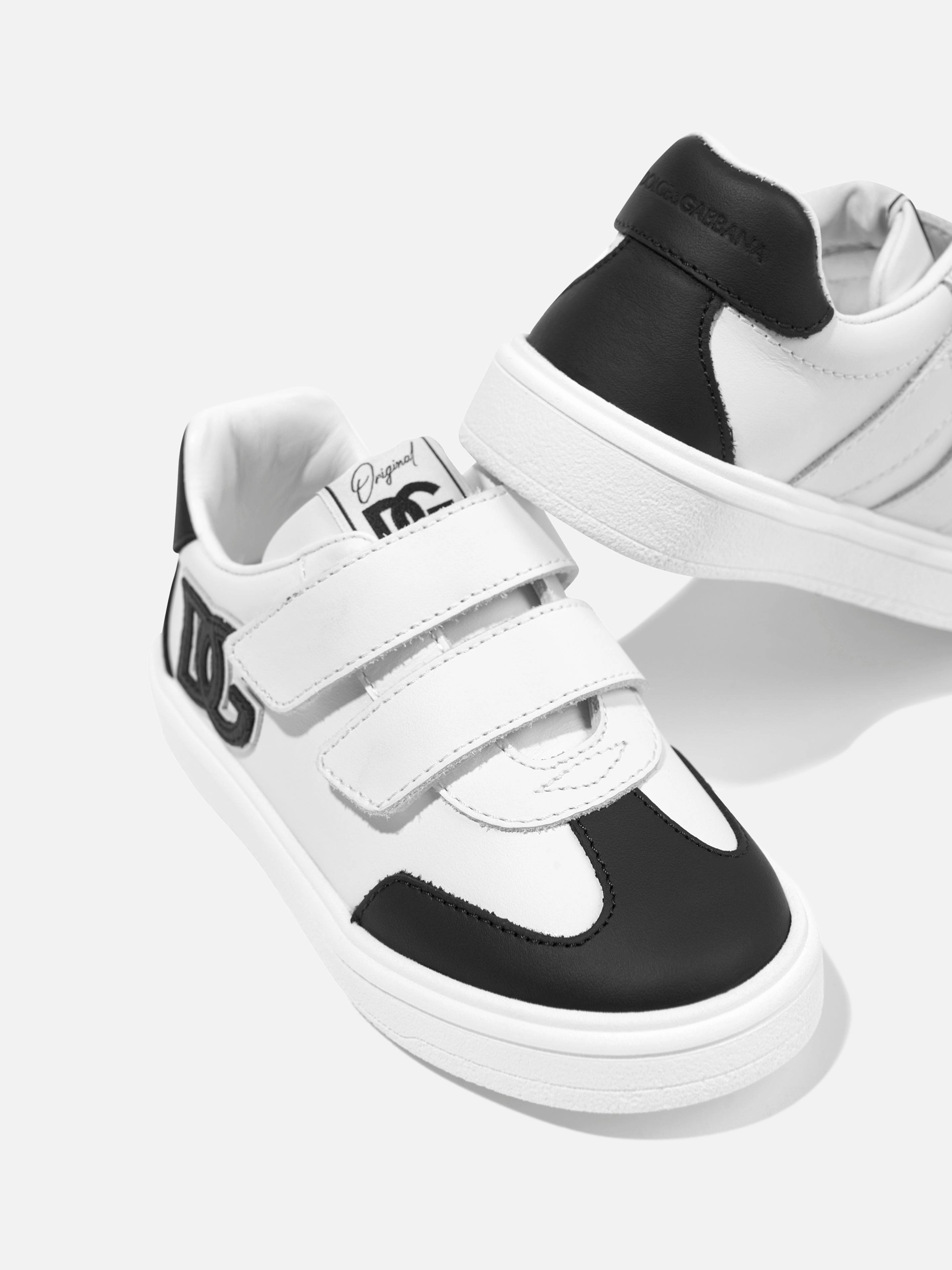 Dolce & Gabbana Boys Leather Portofino Trainers in White Now Trending, Inspired By Nature