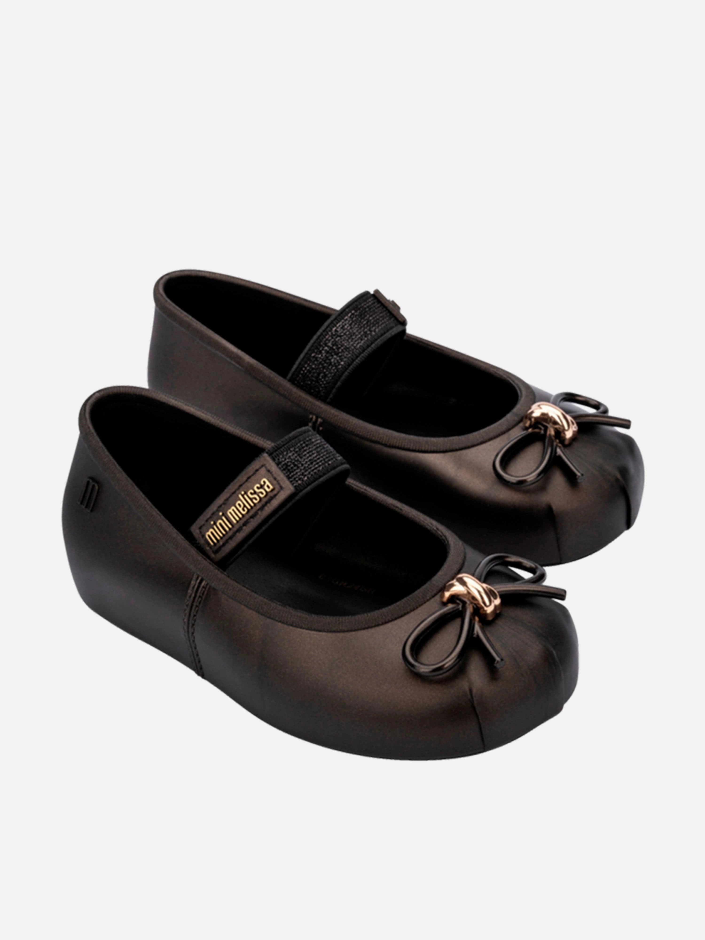 All-In-One Design Mini Melissa Girls Sophie Ballet Flats in Black