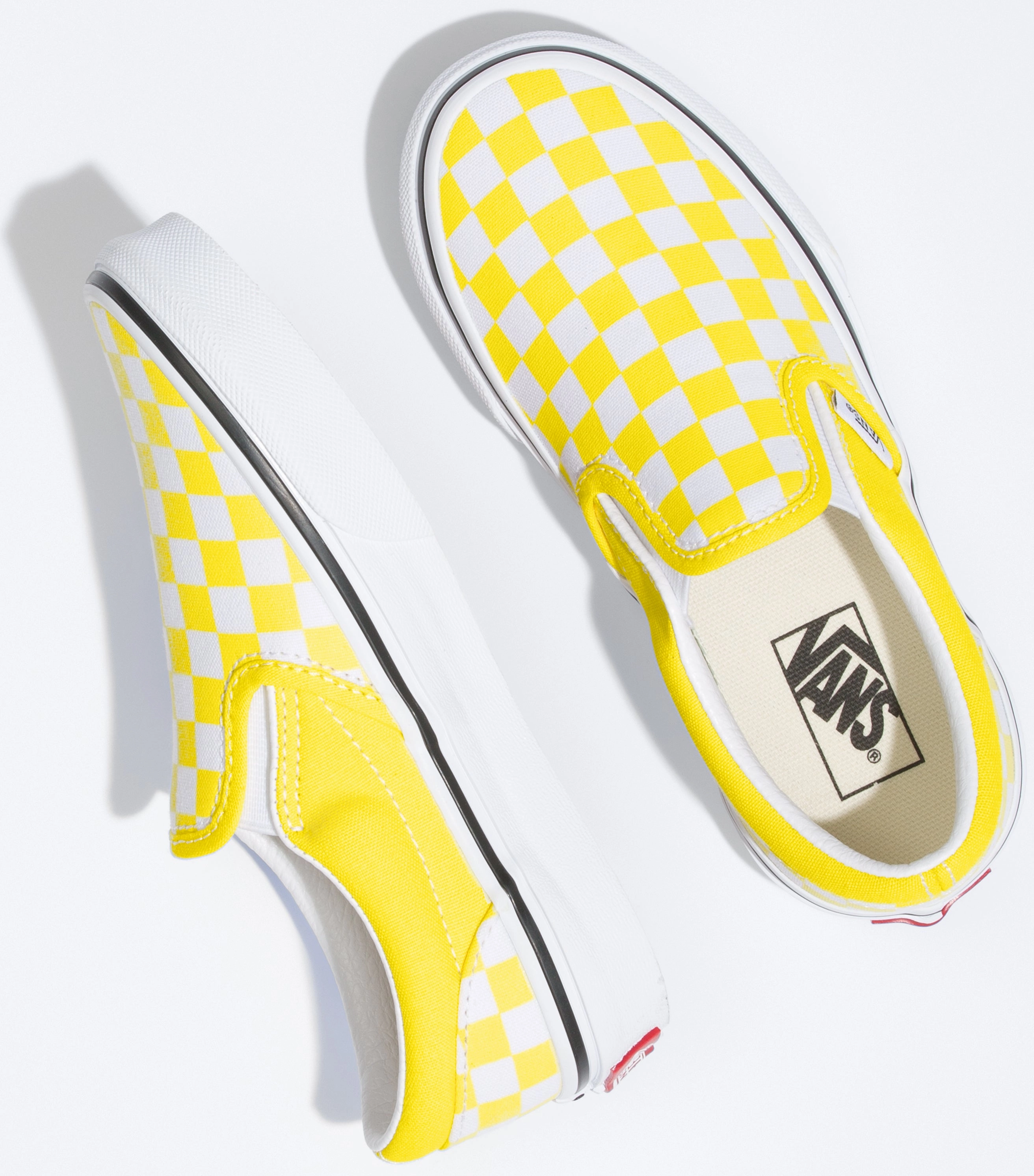 Vans Kids Classic Slip-On Checkerboard Blazing Yellow/True White Lightweight Design