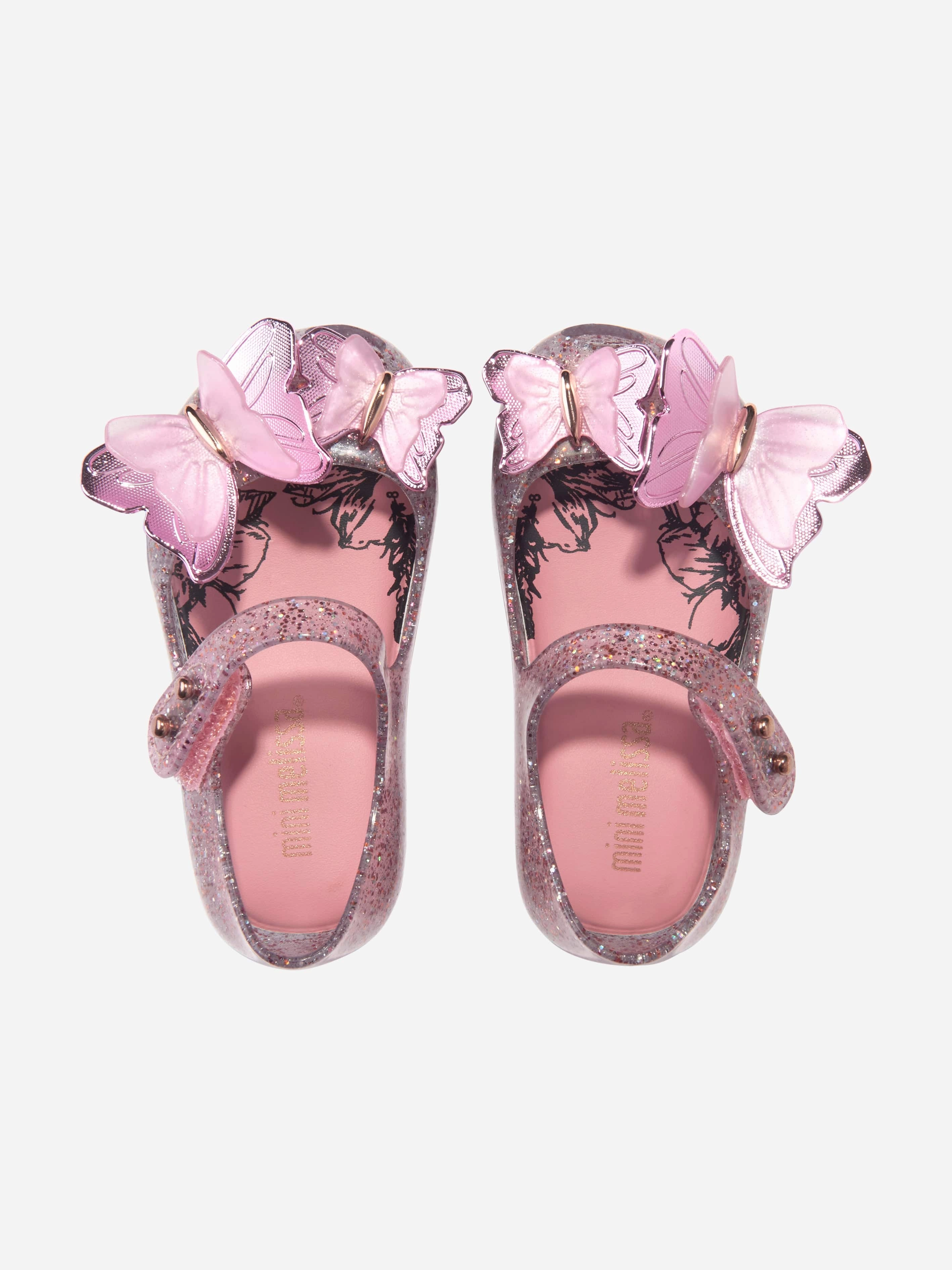 Mini Melissa Girls Mini Ultragirl Butterfly Jelly Ballerinas in Pink A Better Way To Shop