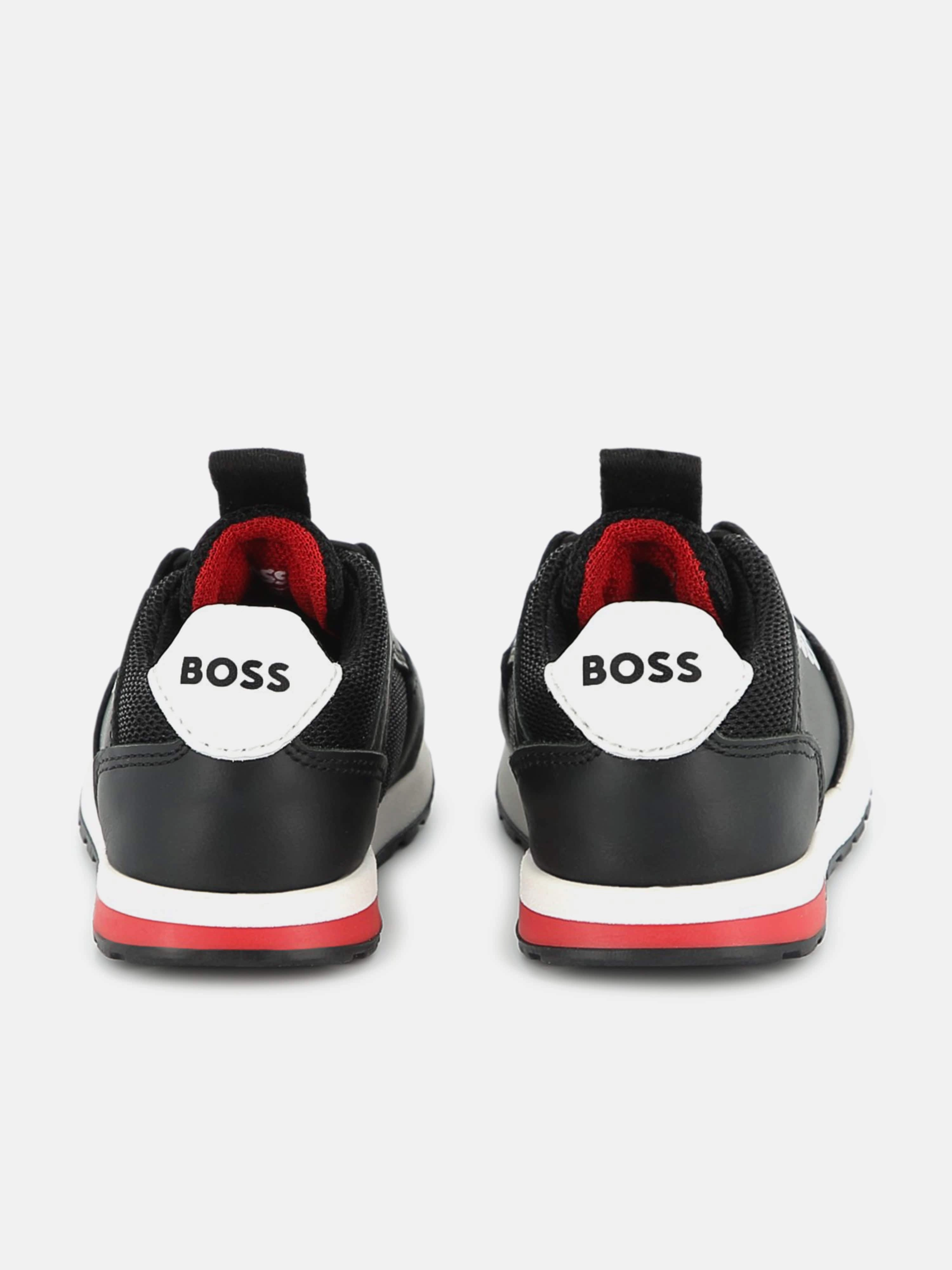 Yellow Beach Tote BOSS Boys Logo Trainers in Black